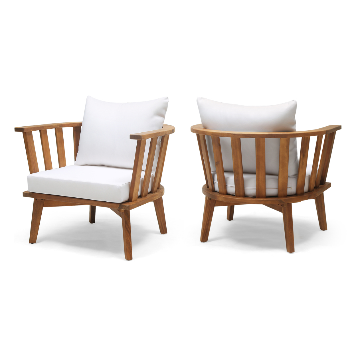 Dean Outdoor Wooden Club Chair With Cushions (Set Of 2)