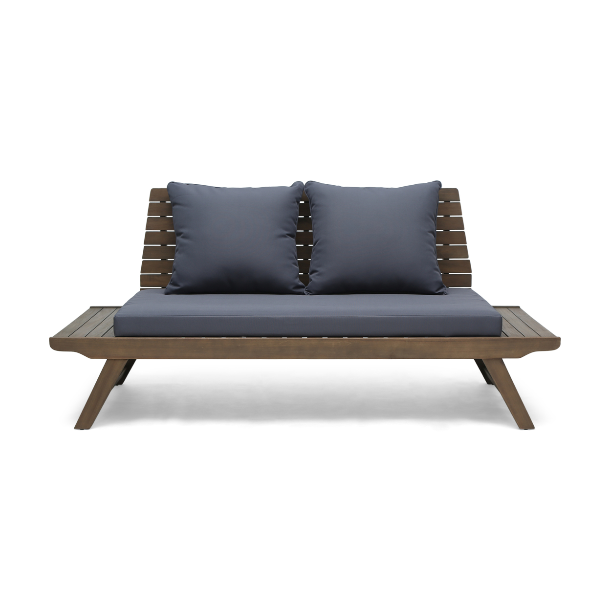 Kailee Outdoor Wooden Loveseat With Cushions - Dark Gray + Gray Finish