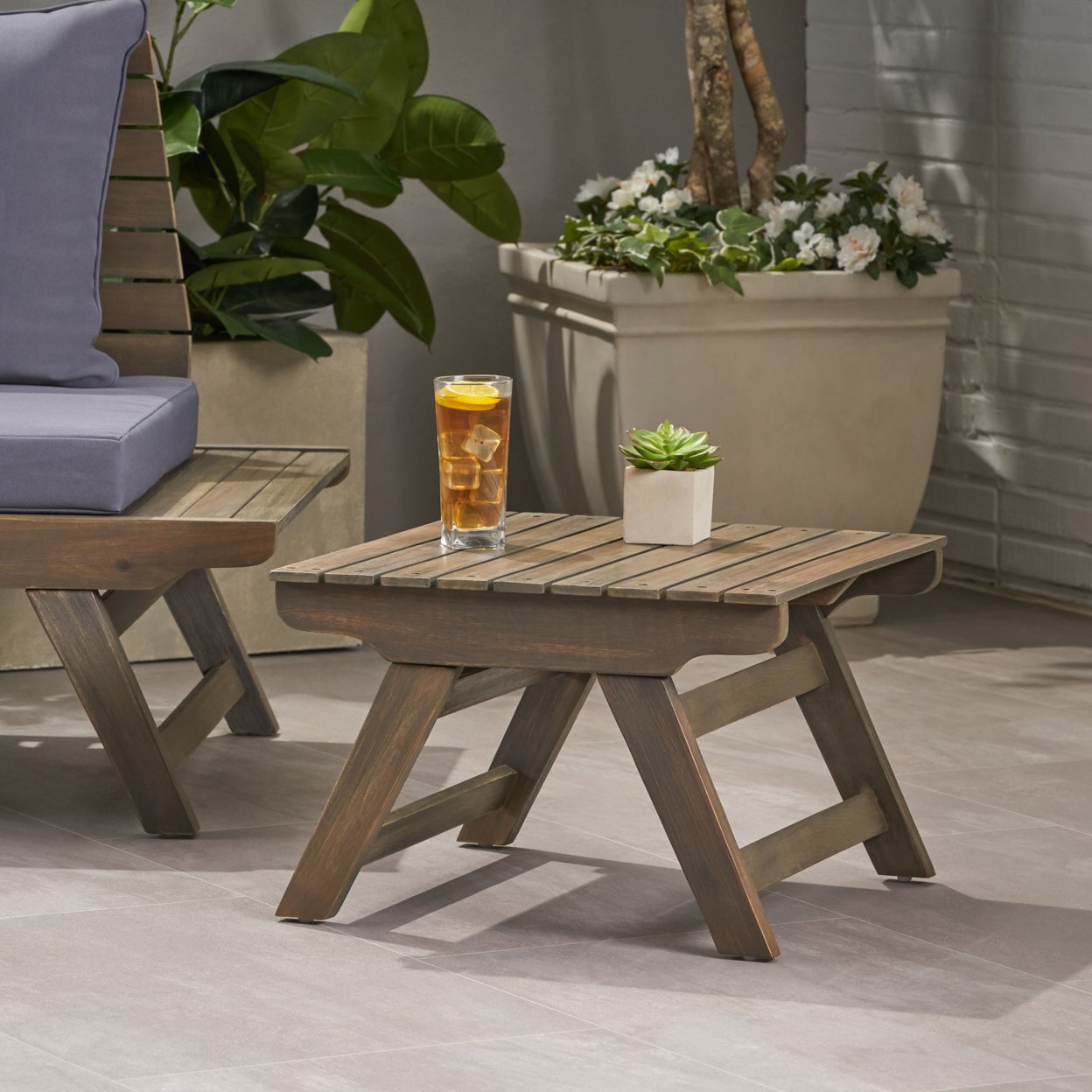 Kailee Outdoor Wooden Side Table - Gray Finish