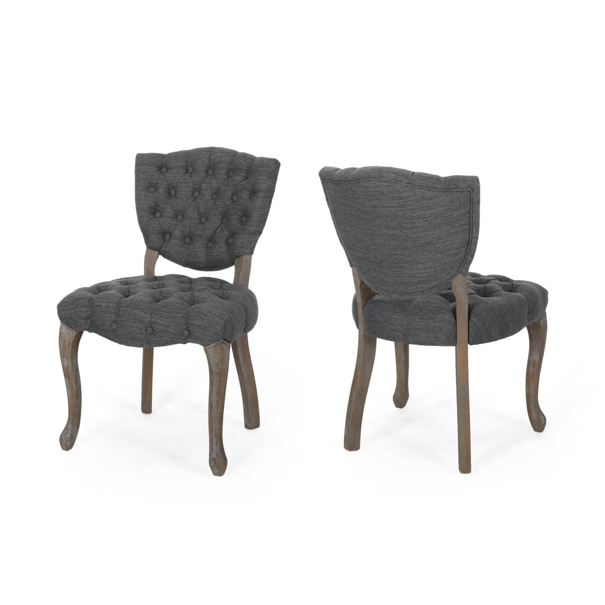 Case Tufted Dining Chair With Cabriole Legs (Set Of 2) - Beige + Brown