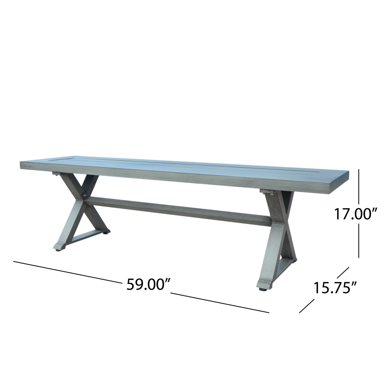 Icey Modern Outdoor Aluminum Dining Bench