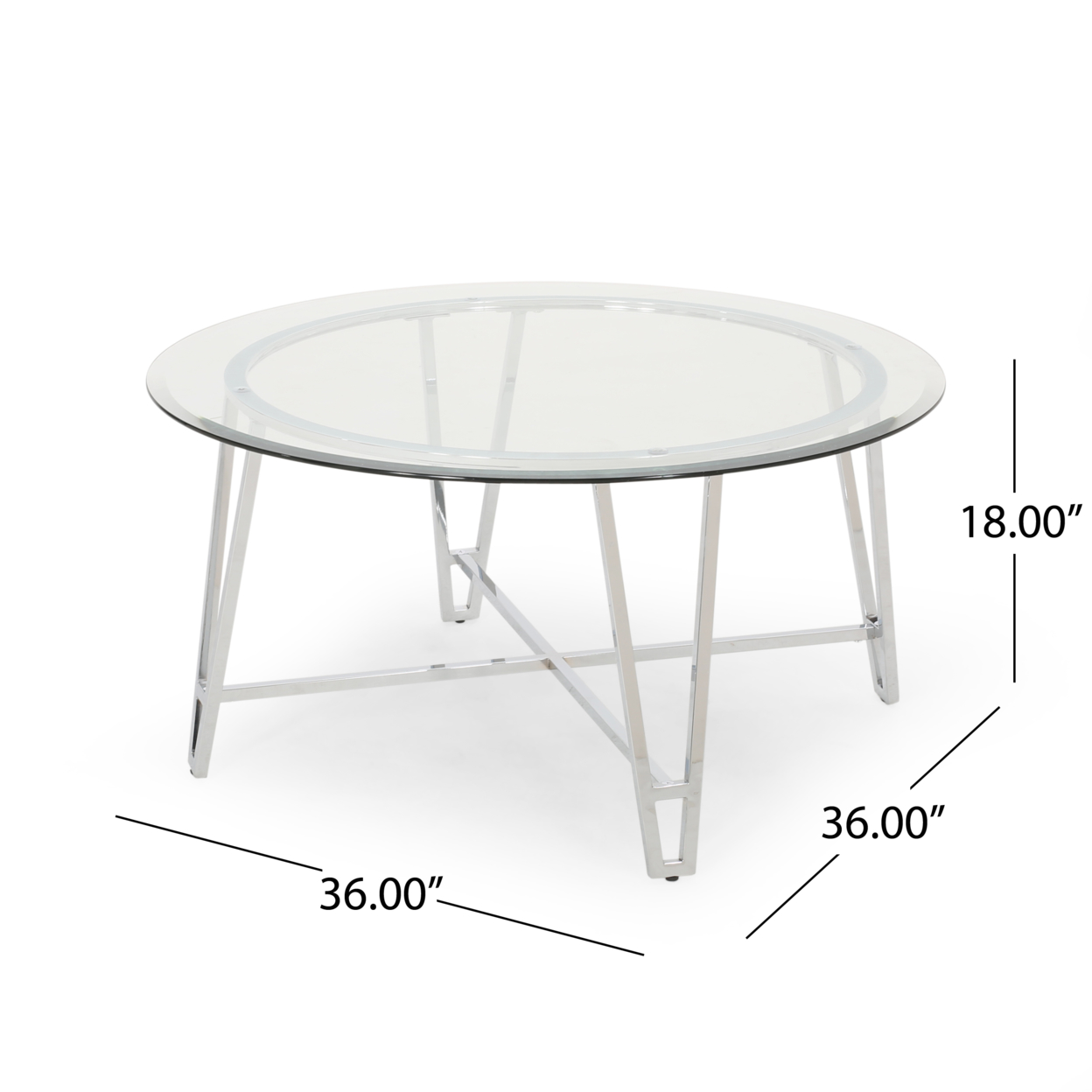 Phoebe Modern Iron Coffee Table With Round Tempered Glass Top
