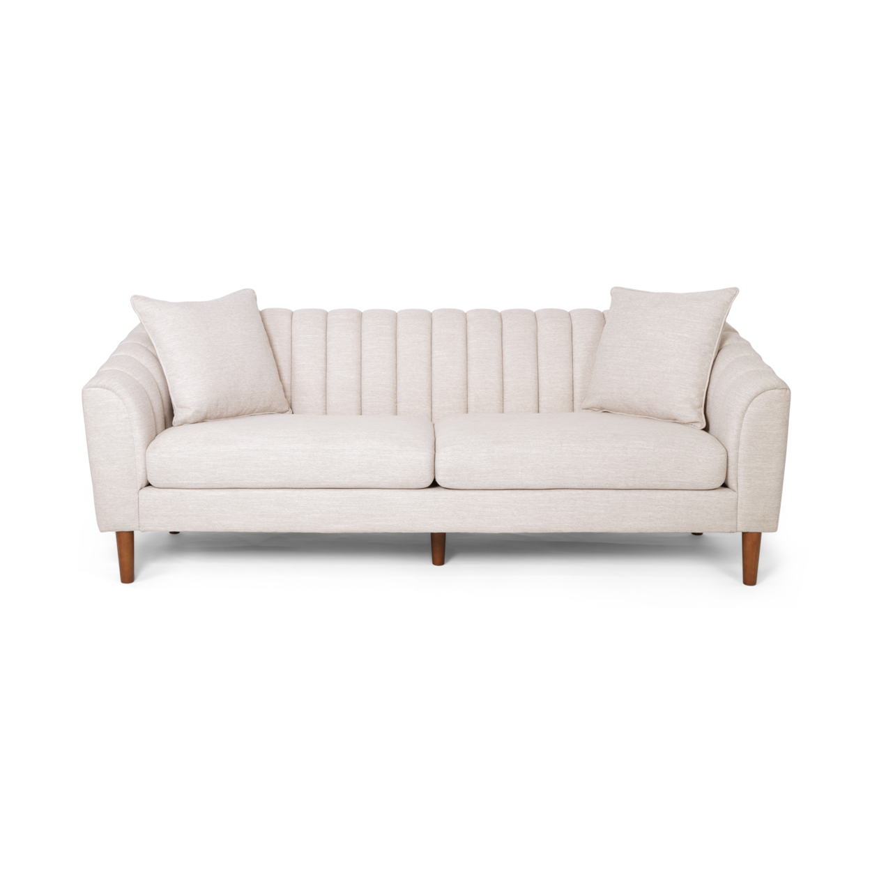 Susan Contemporary Fabric 3 Seater Sofa - Cloud Gray + Dark Brown