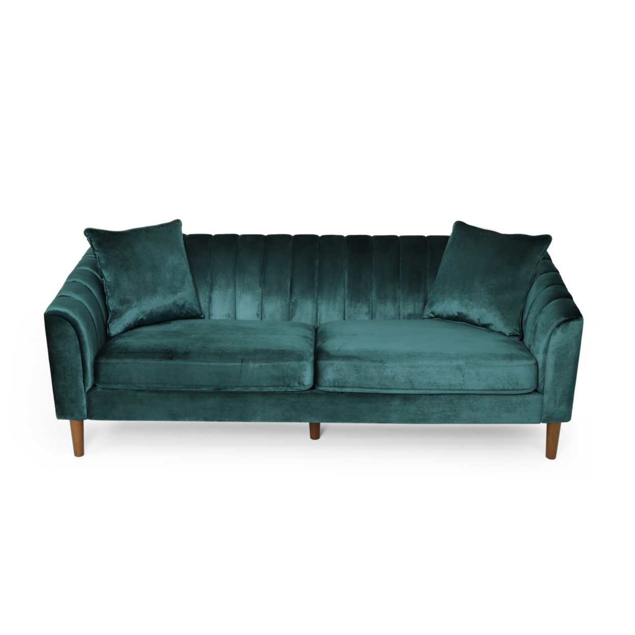 Susan Contemporary Velvet 3 Seater Sofa - Teal + Dark Brown