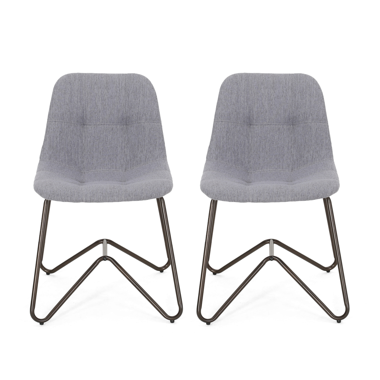 Adela Fabric Dining Chair - Charcoal + Bronze