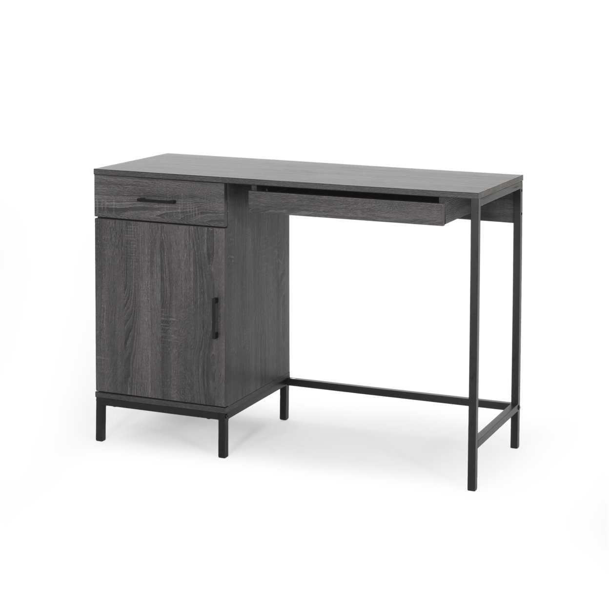 Joy Contemporary Faux Wood Computer Desk - Dark Gray + Black