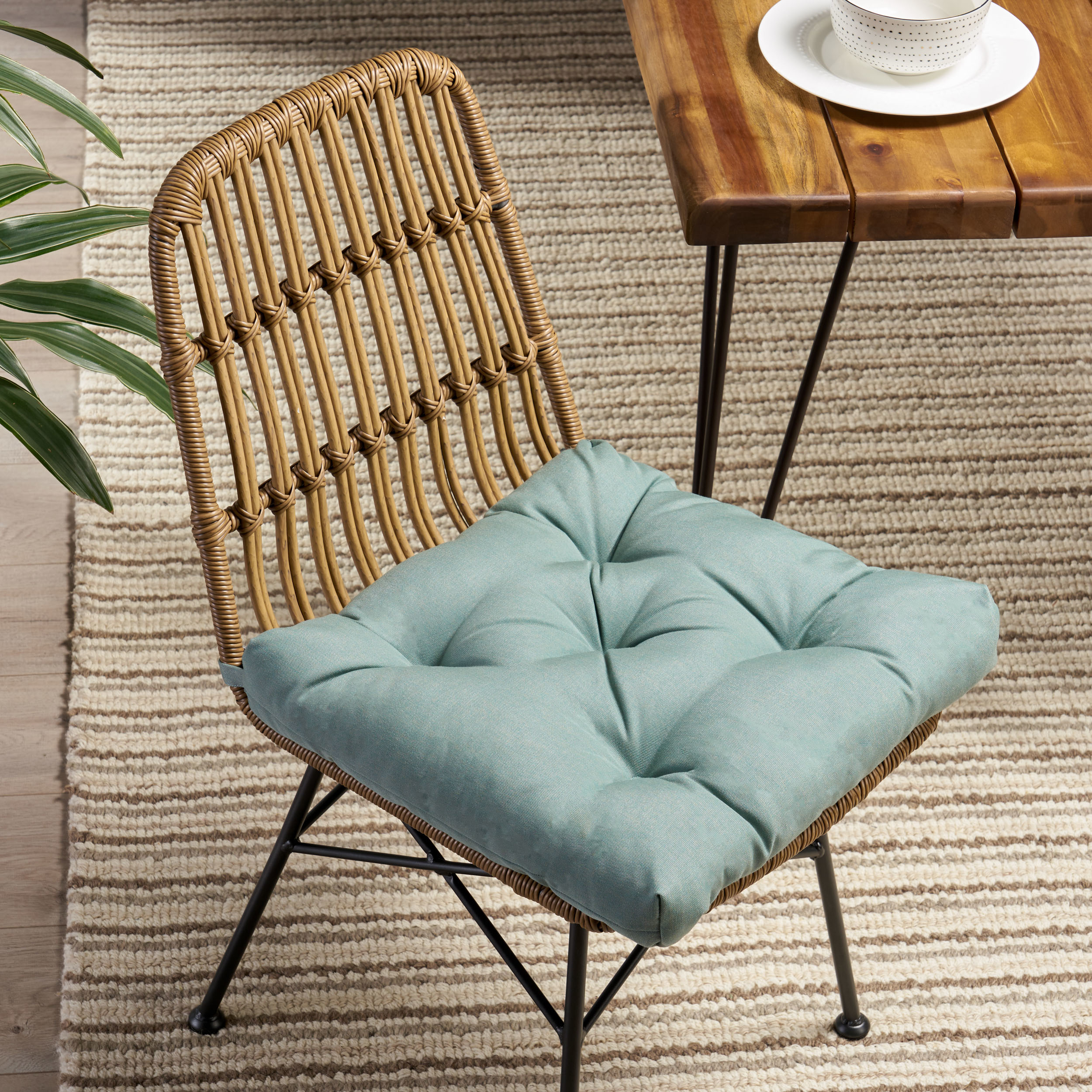 Beverly Indoor Fabric Classic Tufted Chair Cushion - Teal