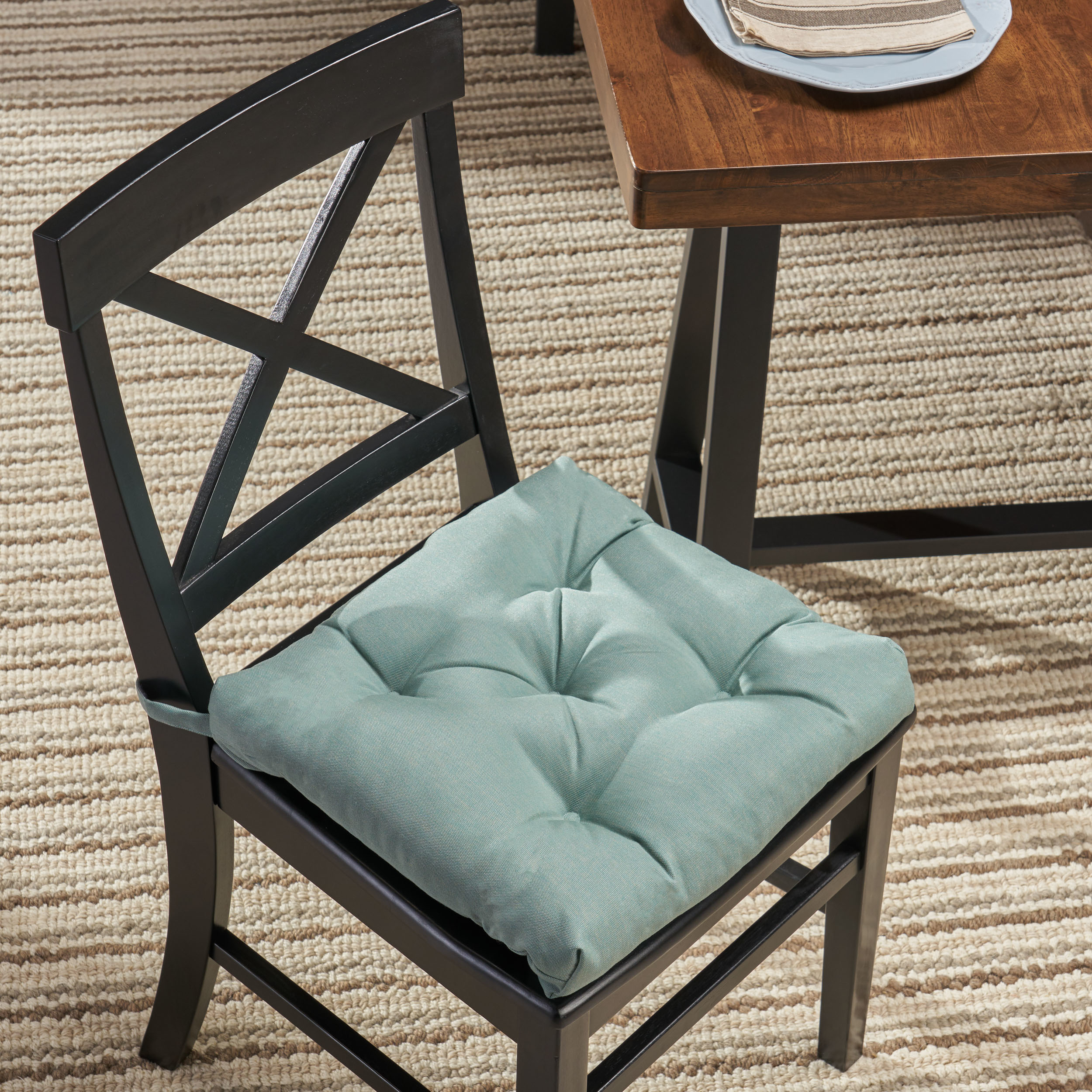 Theresa Indoor Fabric Classic Tufted Chair Cushion - Teal