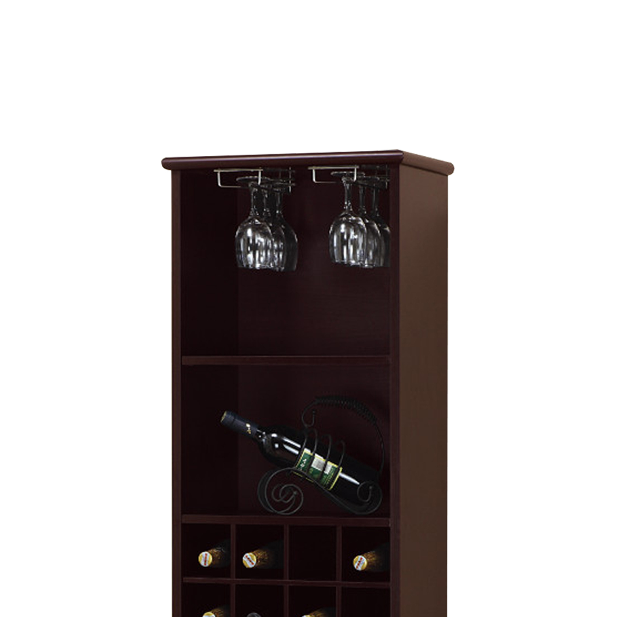 Well Designed Elegant Wine Bar With Wine Racks, Brown- Saltoro Sherpi