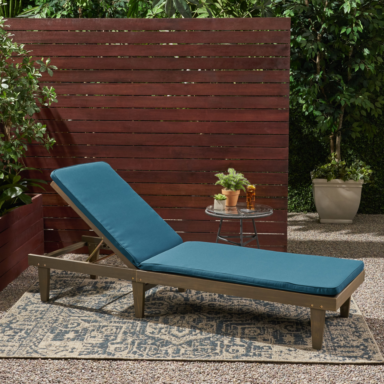 Teresa Outdoor Fabric Chaise Lounge Cushion - Blue
