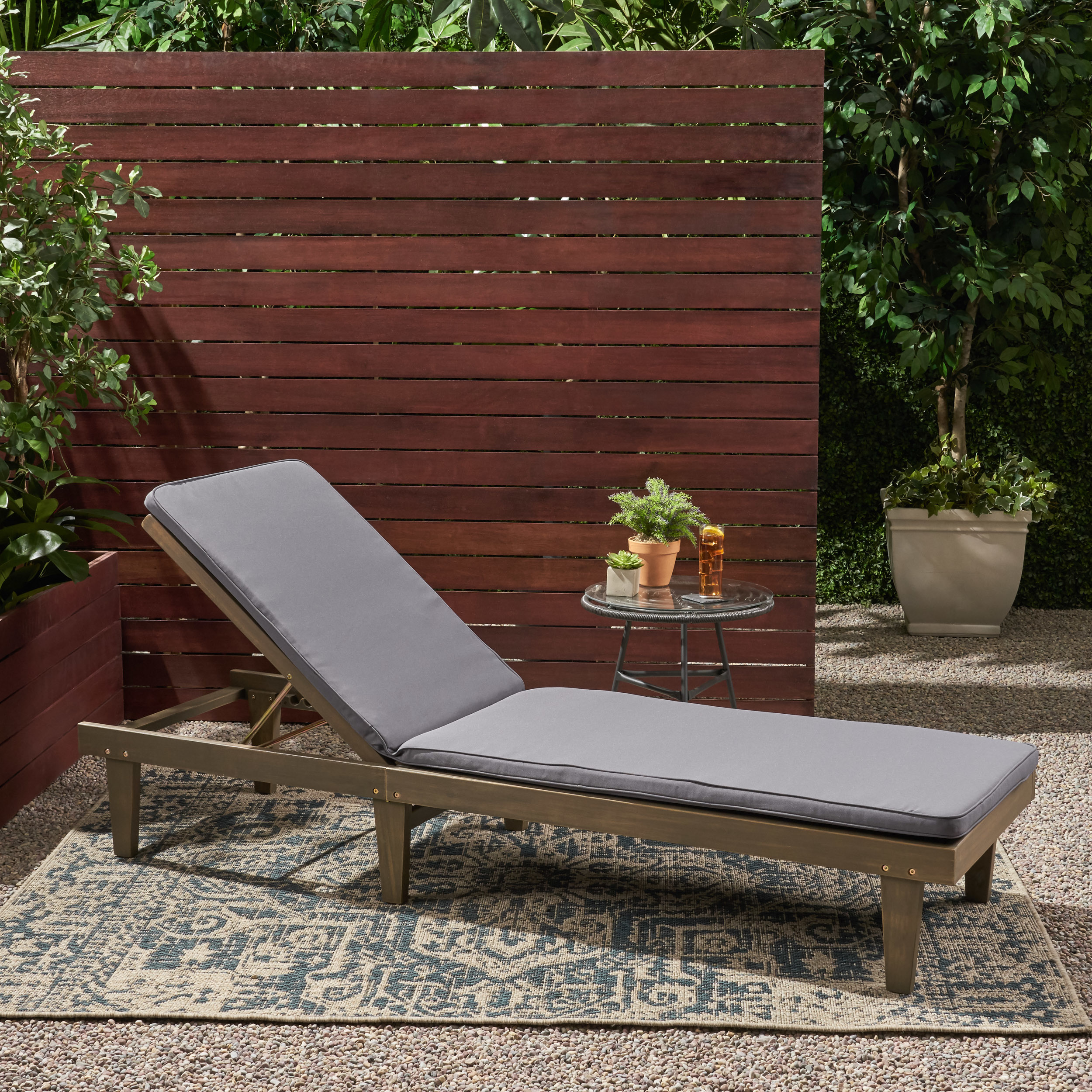 Teresa Outdoor Fabric Chaise Lounge Cushion - Dark Gray