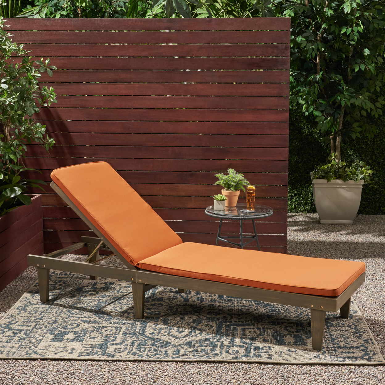 Teresa Outdoor Fabric Chaise Lounge Cushion - Rust Orange