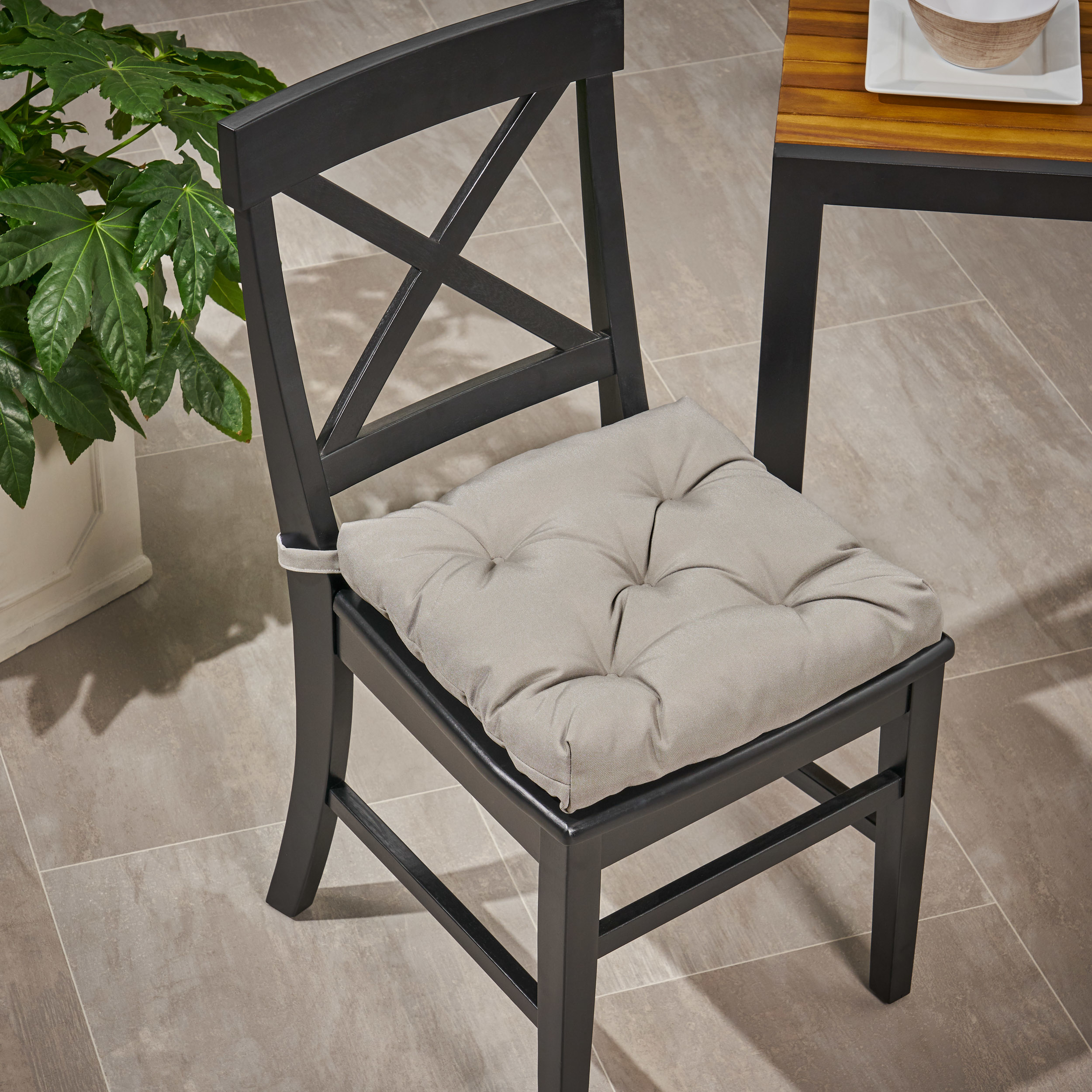 Teresa Outdoor Fabric Classic Tufted Chair Cushion - Gray