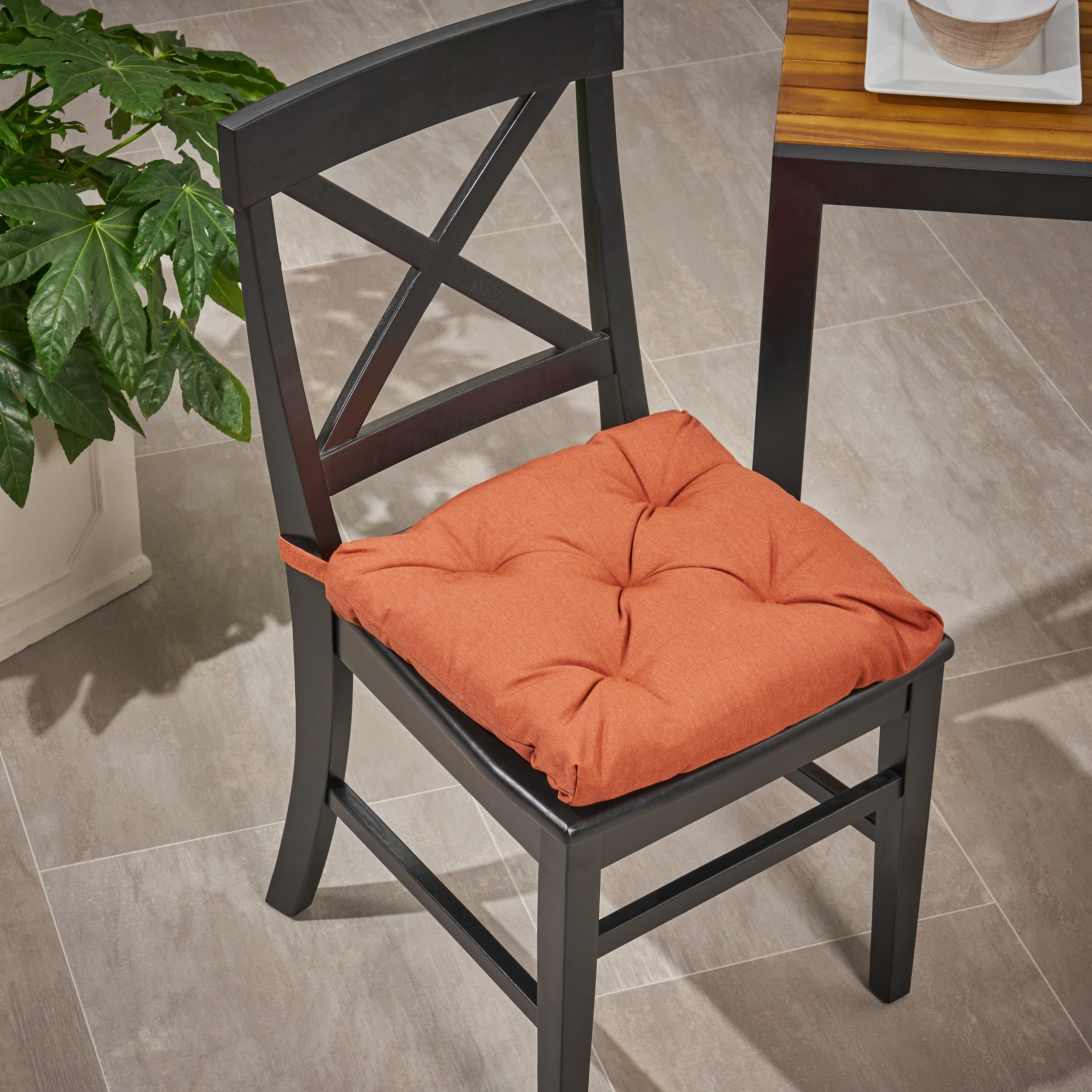 Teresa Outdoor Fabric Classic Tufted Chair Cushion - Muted Orange