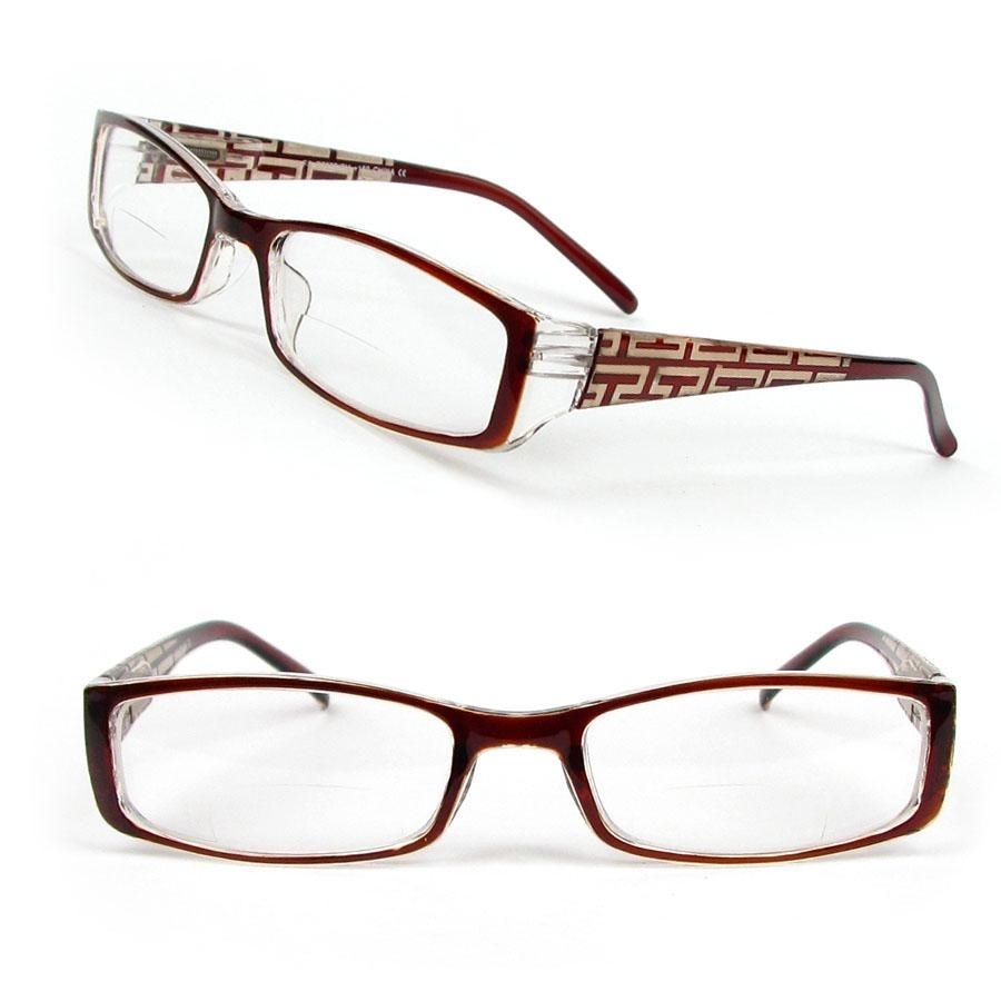 Bifocal Reading Glasses Spring Arms Designer Style Readers - Brown, +3.50
