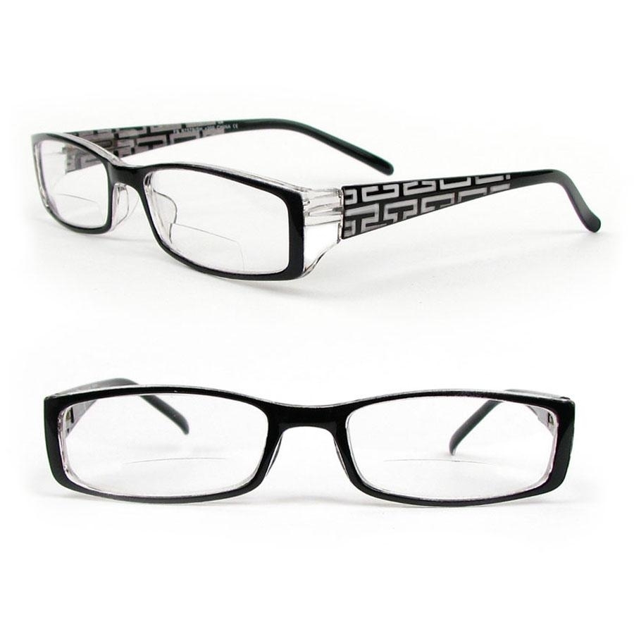 Bifocal Reading Glasses Spring Arms Designer Style Readers - Black, +1.25