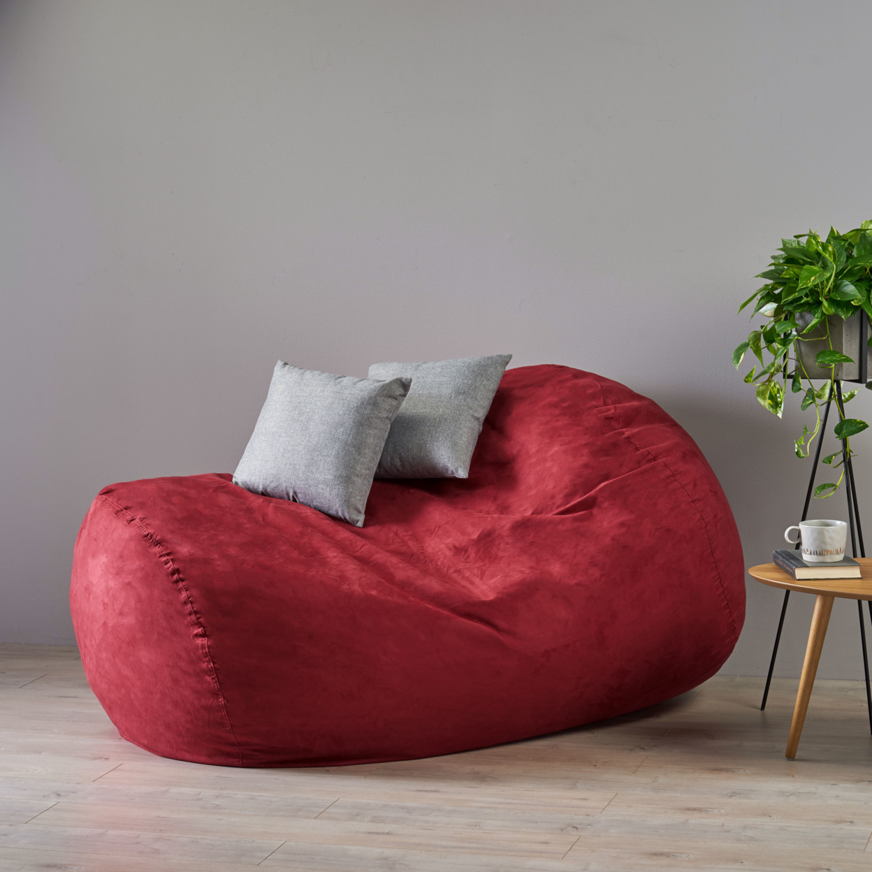 Haley 6.5 Ft Suede Bean Bag - Chinese Red