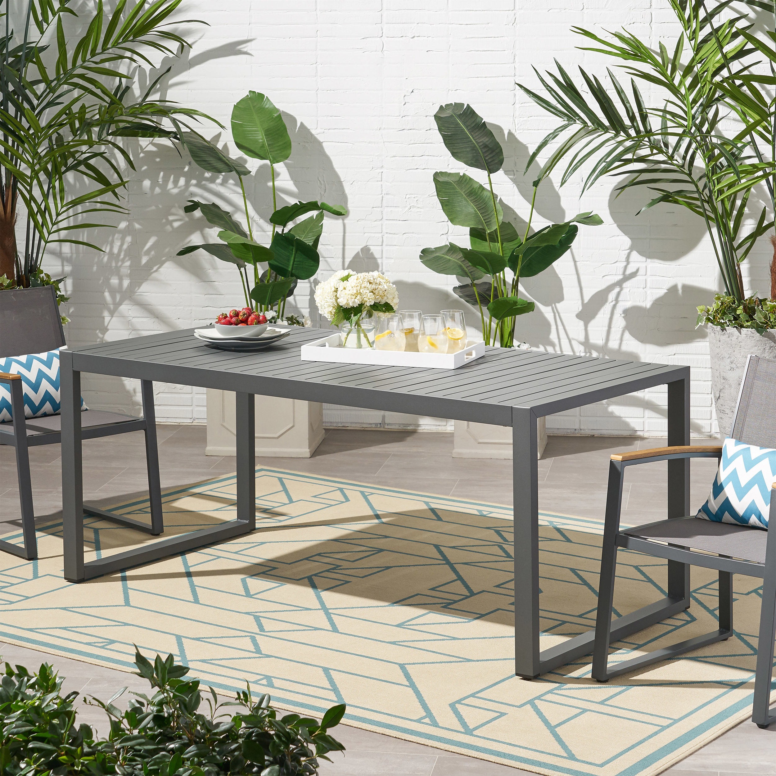 Edith Outdoor Aluminum Dining Table - Gray