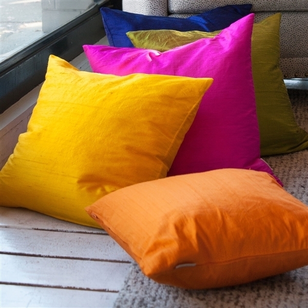 Pillow Decor - Sankara Orange Silk Throw Pillow 20x20