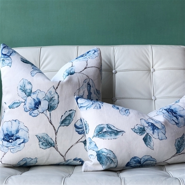Pillow Decor - Blue Lily Linen Throw Pillow 20x20