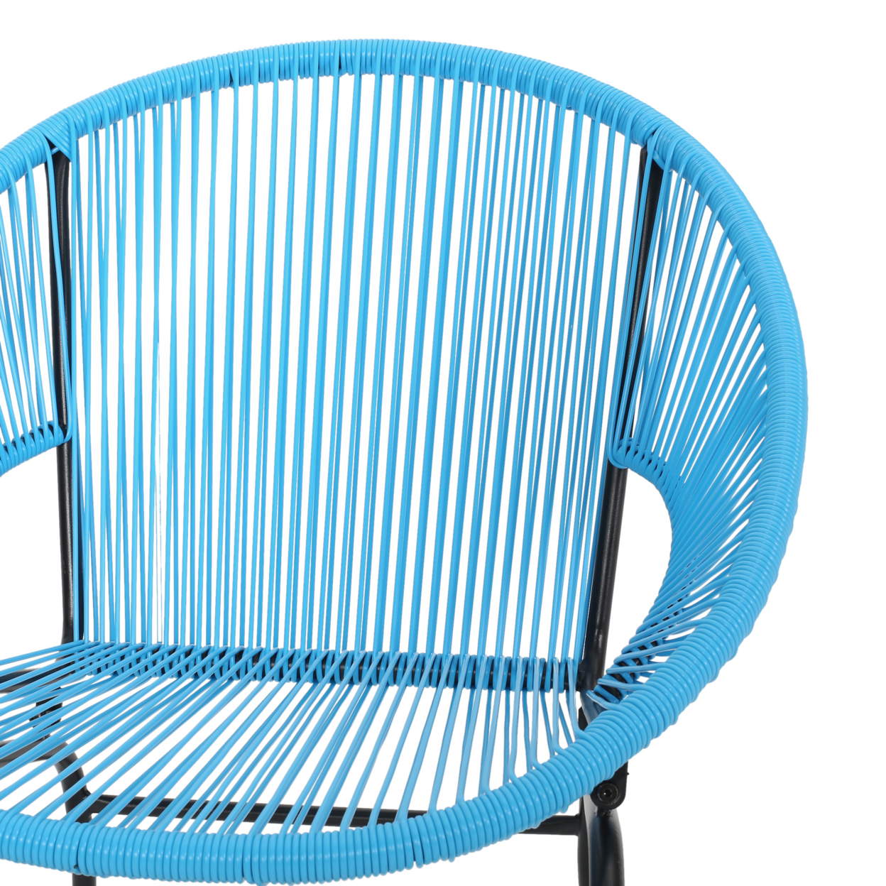 Irene Outdoor Modern Faux Rattan Club Chair (Set Of 2) - Blue + Black