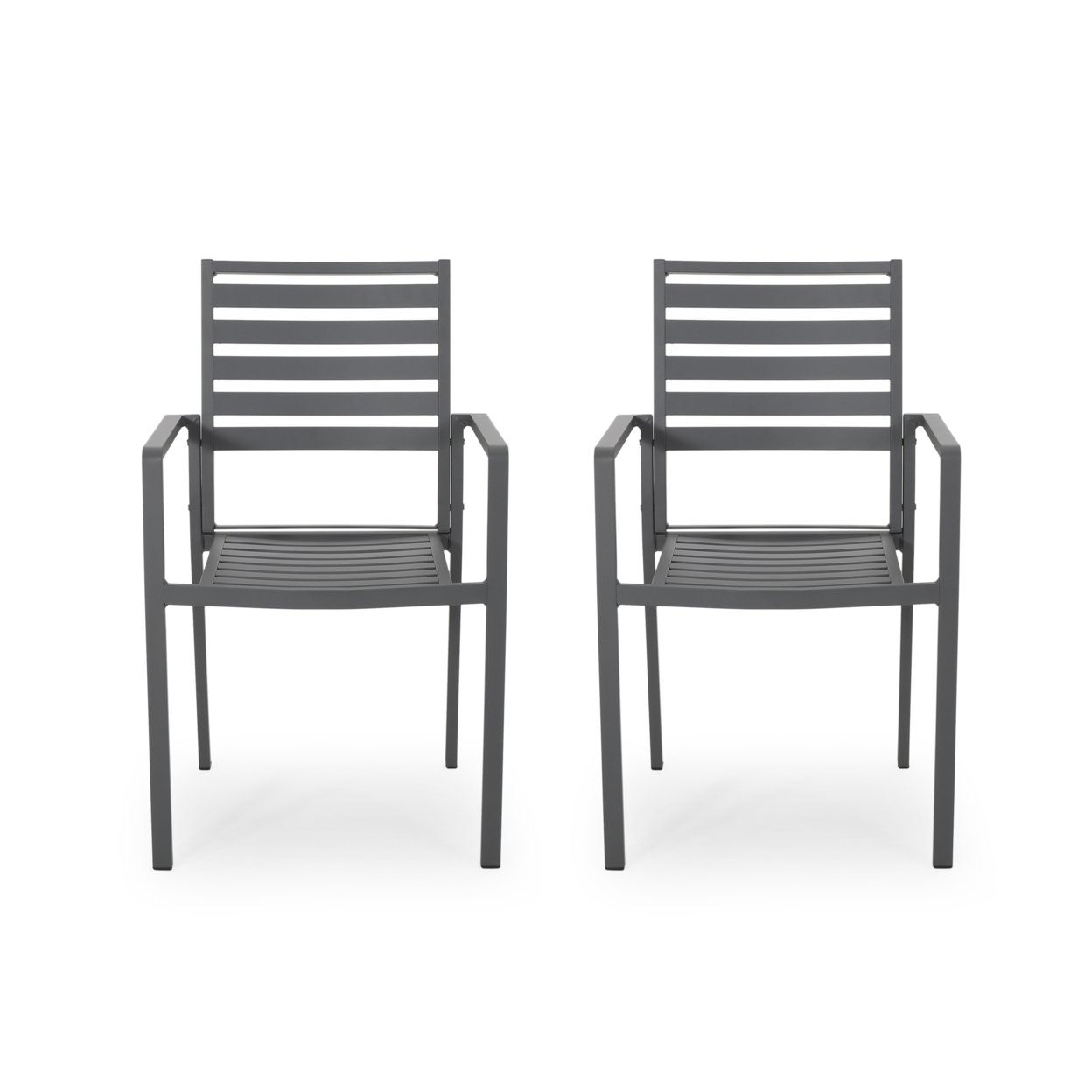 Daisy Outdoor Modern Aluminum Dining Chair (Set Of 2) - Silver