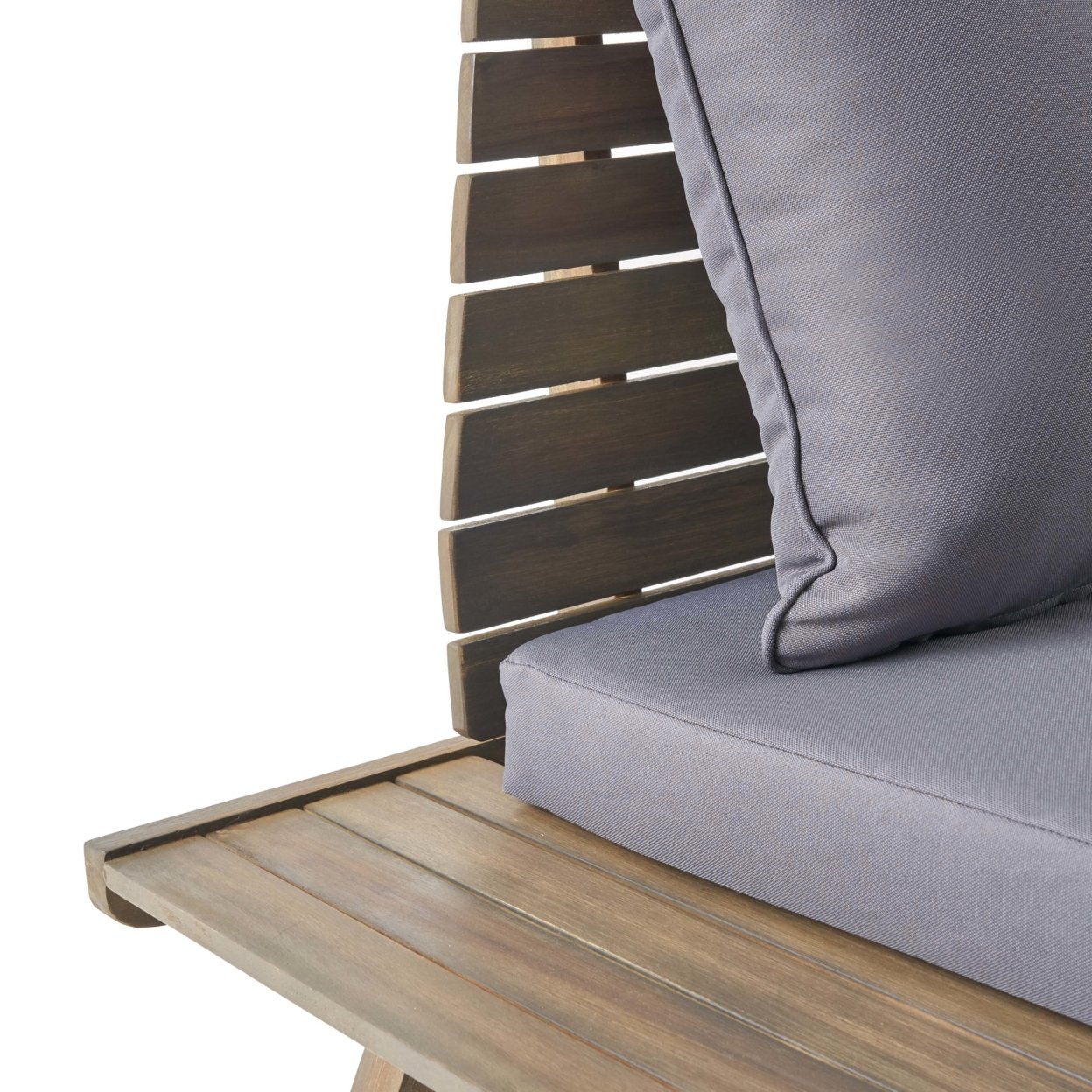 Hedy Outdoor Acacia Wood 6 Seater Chat Set - Gray + Dark Gray