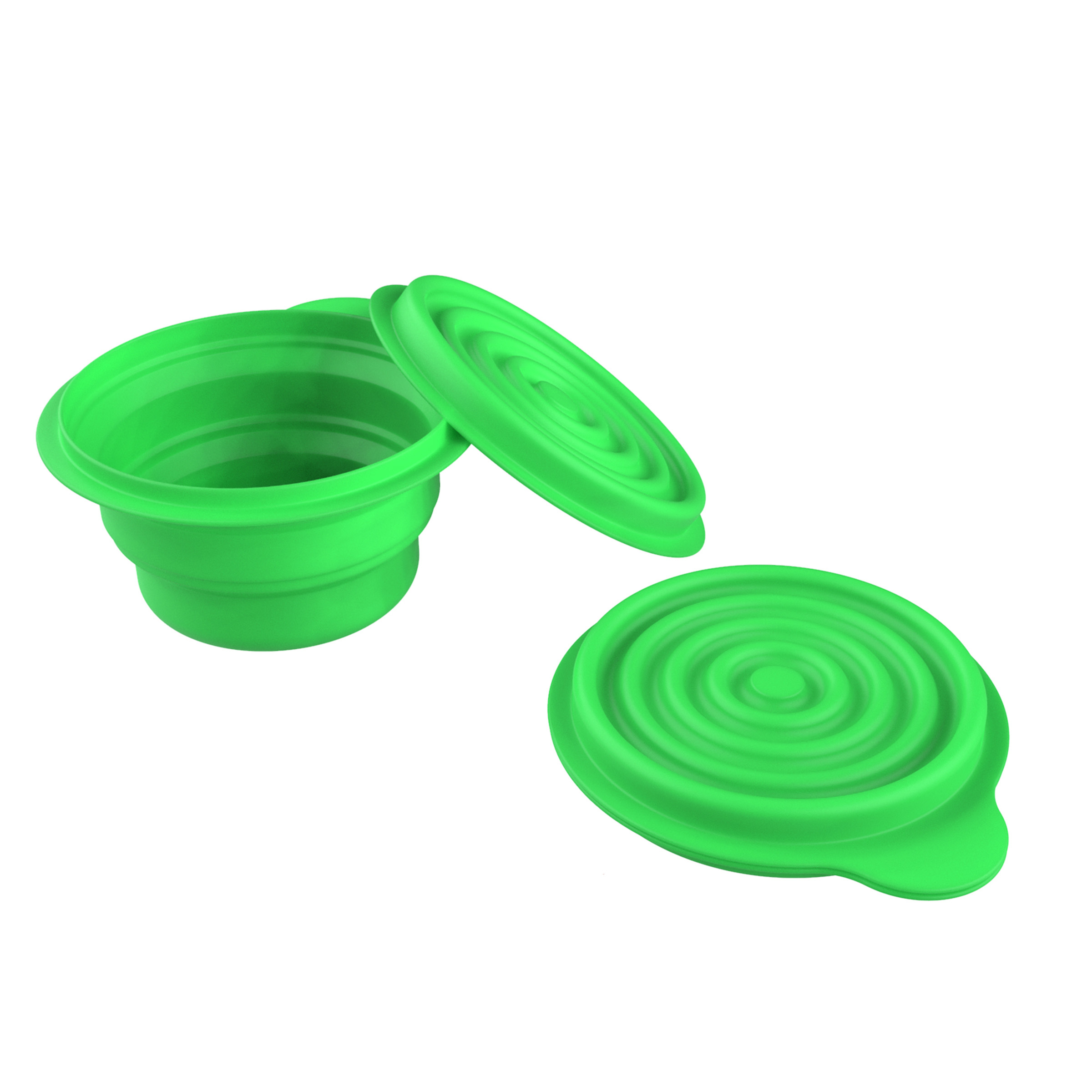 Collapsible Bowls Travel Hiking Camping BPA Free Easy Carry With Lids Set Of 2 Containers With Lids - Green