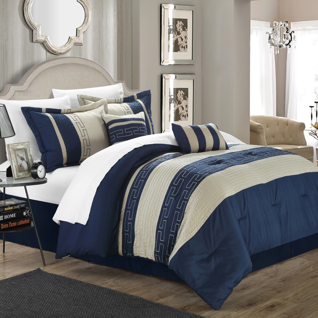 Coralie 10 Piece Bed In A Bag Comforter Set - Blue, Queen