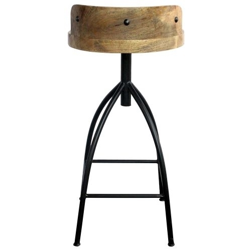 Industrial Style Adjustable Swivel Bar Stool With Backrest- Saltoro Sherpi