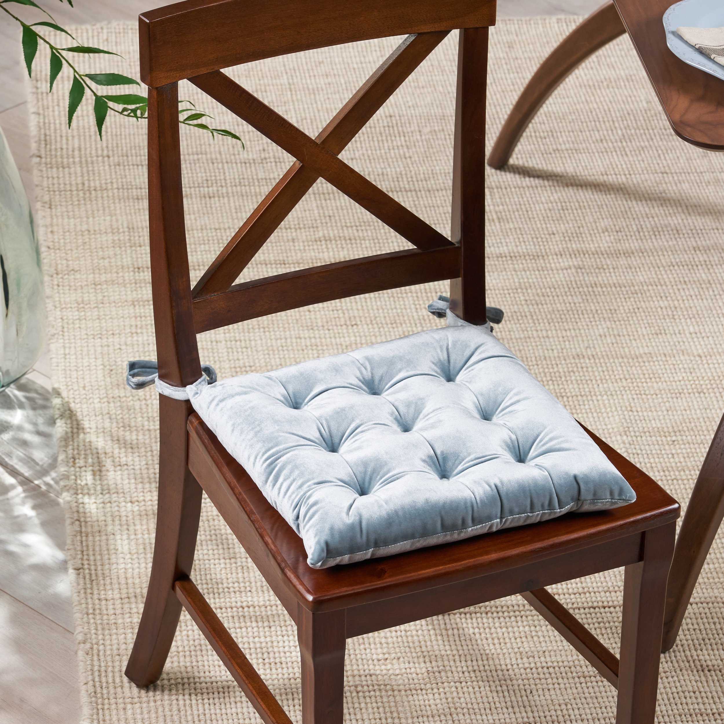 Vita Tufted Velvet Dining Chair Cushion - Seafoam Blue
