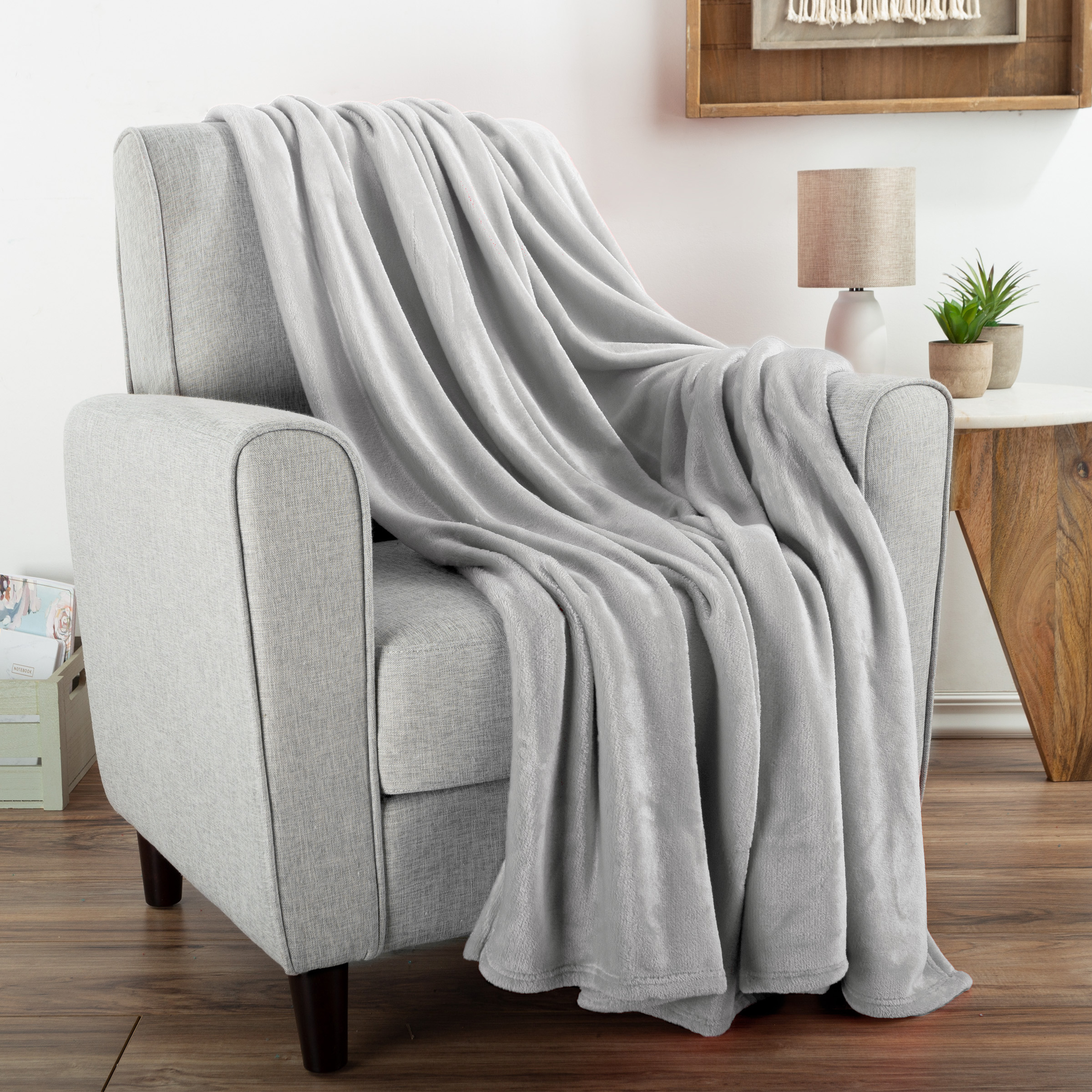 Fleece Throw Blanket- For Couch, Home Décor, Sofa & Chair- Oversized 60” X 70”- Lightweight, Soft & Plush Microfiber - Gray