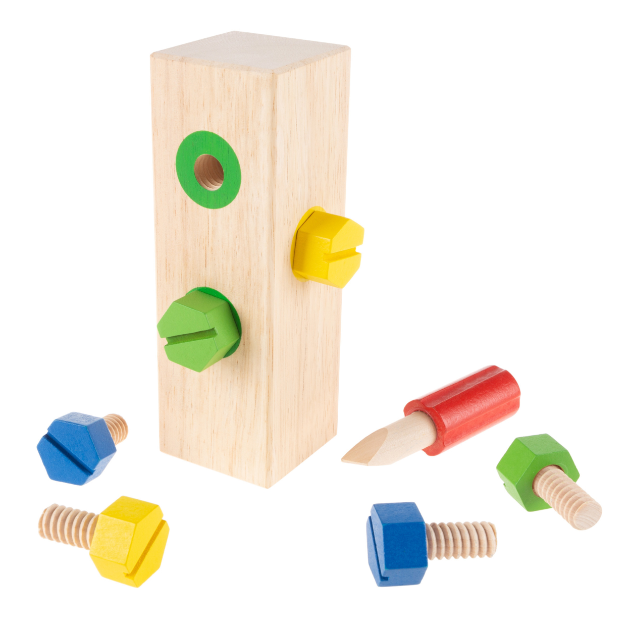 Screw Block Toy- Kids Wooden Screws And Screwdriver-Fun Fine Motor Development Activity For Boys And Girls