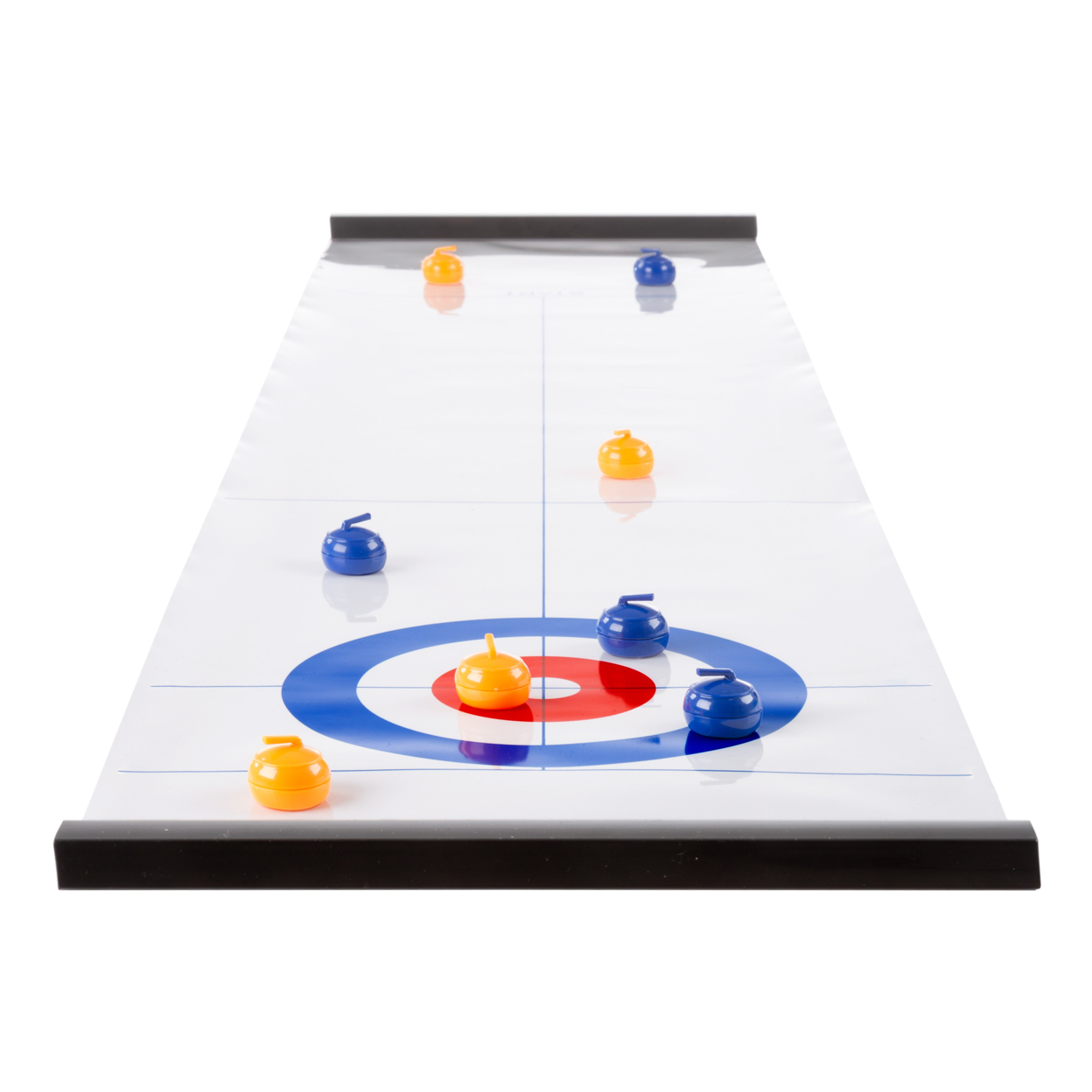 Tabletop Curling Game Portable Indoor Desktop Roll Up Magnetic Competition Board Game With Eight Stones 47 Inches Long