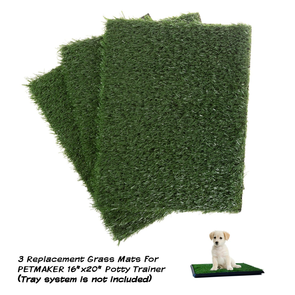 Replacement Grass Mats- Set Of 3 Turf Pads For Puppy Potty Trainer Fake Grass Is 18.5 X 14 Inches