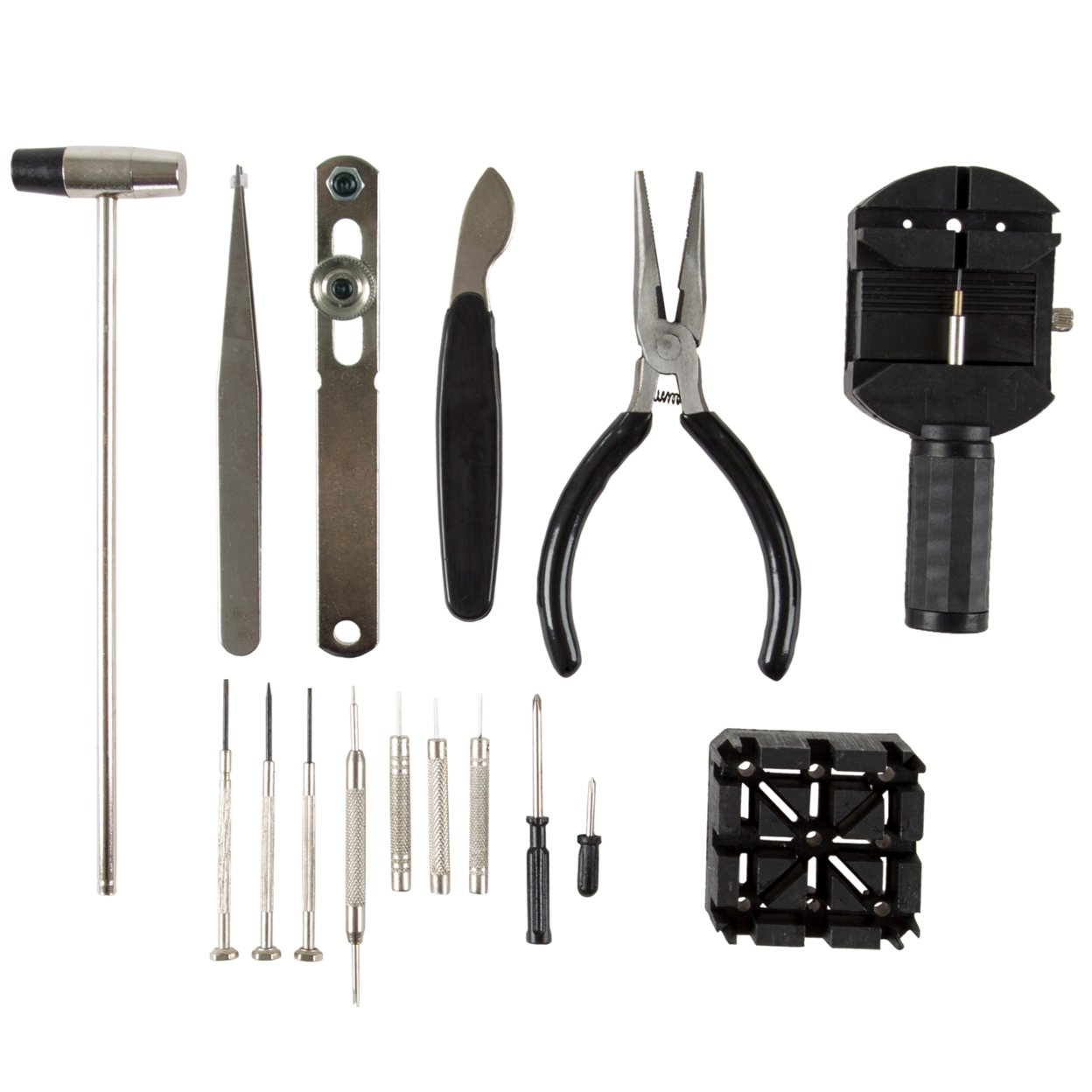 16 Piece Watch Repair Kit- DIY Tool Set For Repairing Watches Includes Screwdrivers, Spring Bar Remover, Tweezers And More