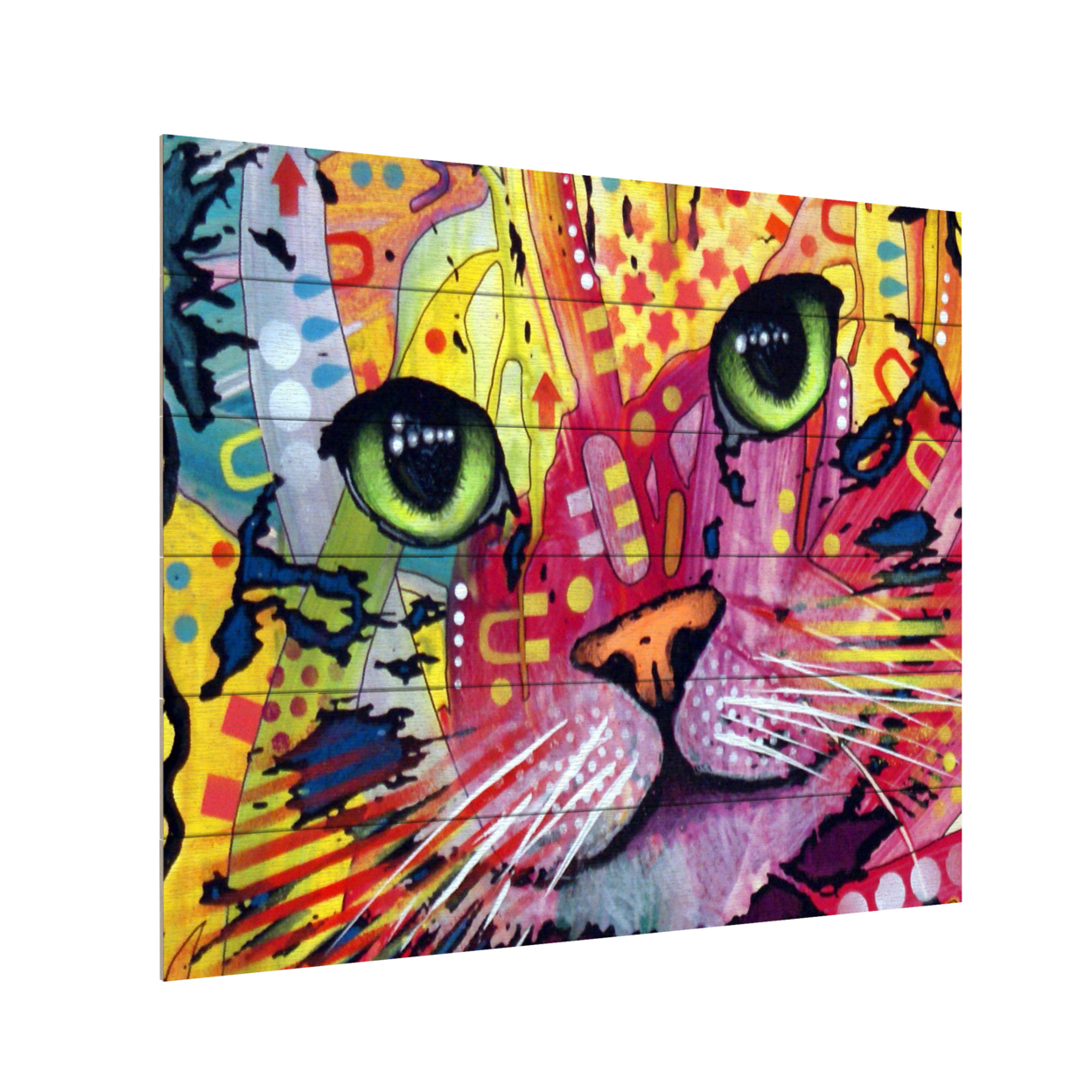 Wooden Slat Art 18 X 22 Inches Titled Tilt Cat Ready To Hang Home Decor Picture
