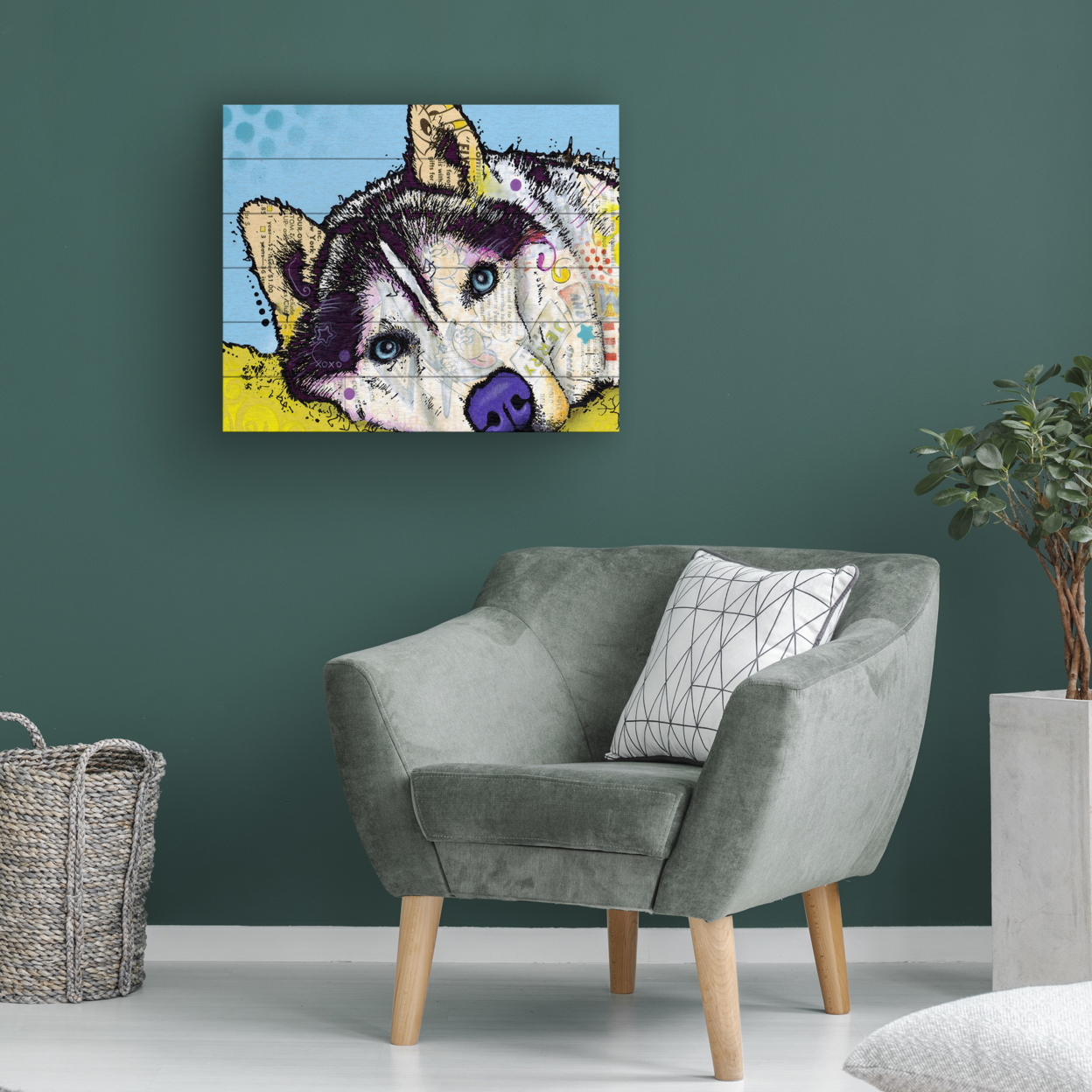 Wooden Slat Art 18 X 22 Inches Titled Siberian Husky II Ready To Hang Home Decor Picture