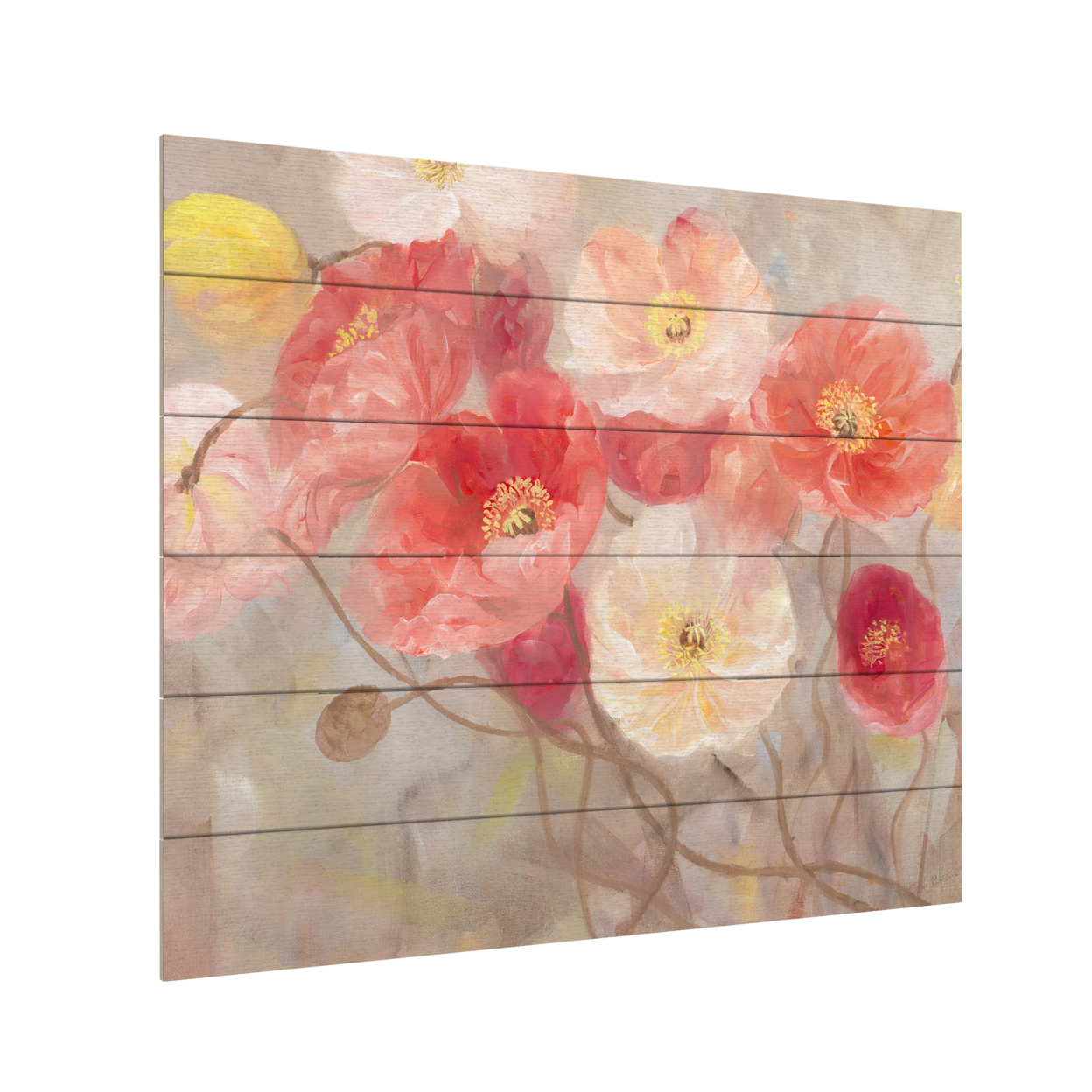 Wooden Slat Art 18 X 22 Inches Titled Wild Poppies I Ready To Hang Home Decor Picture