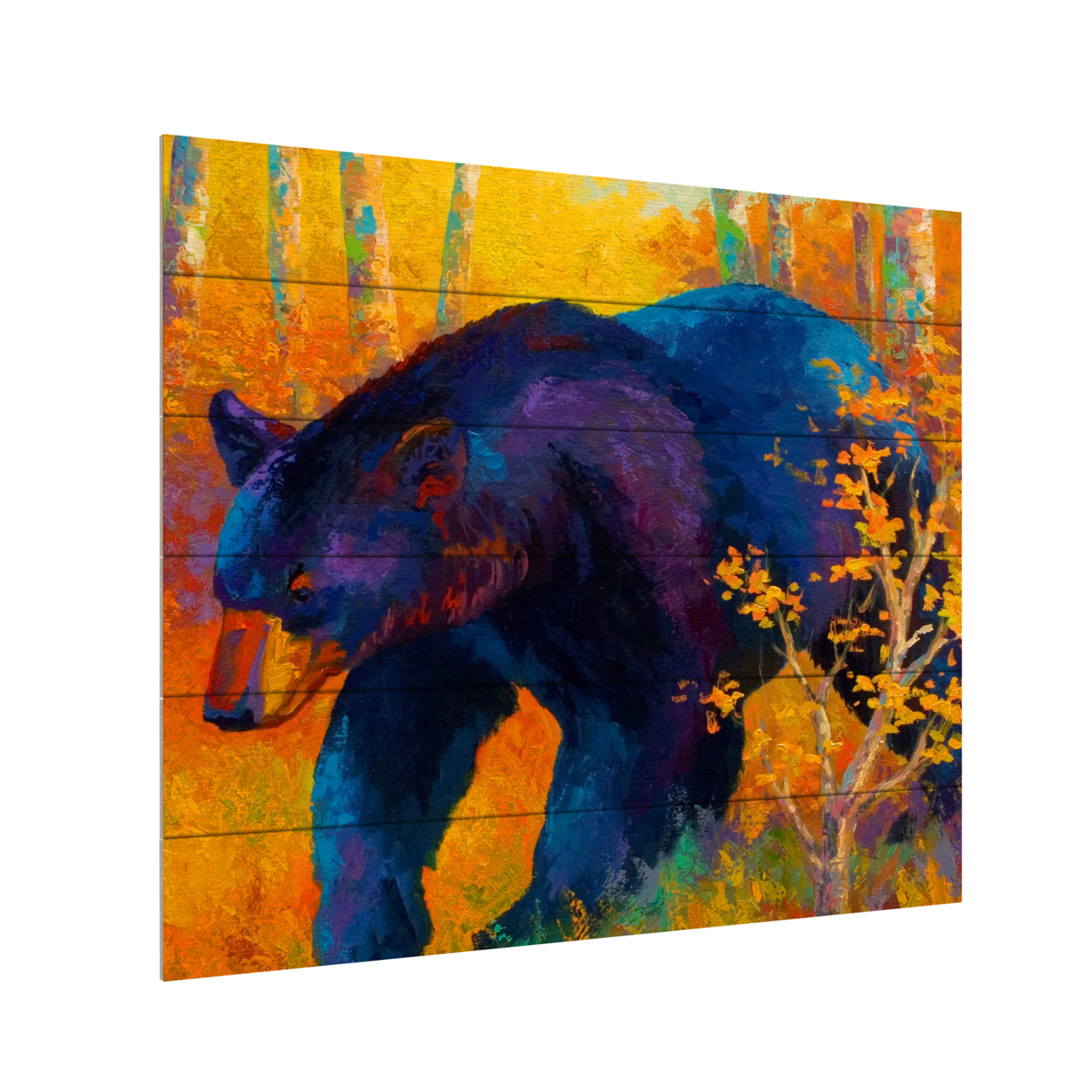 Wooden Slat Art 18 X 22 Inches Titled In To Spring Black Bear Ready To Hang Home Decor Picture