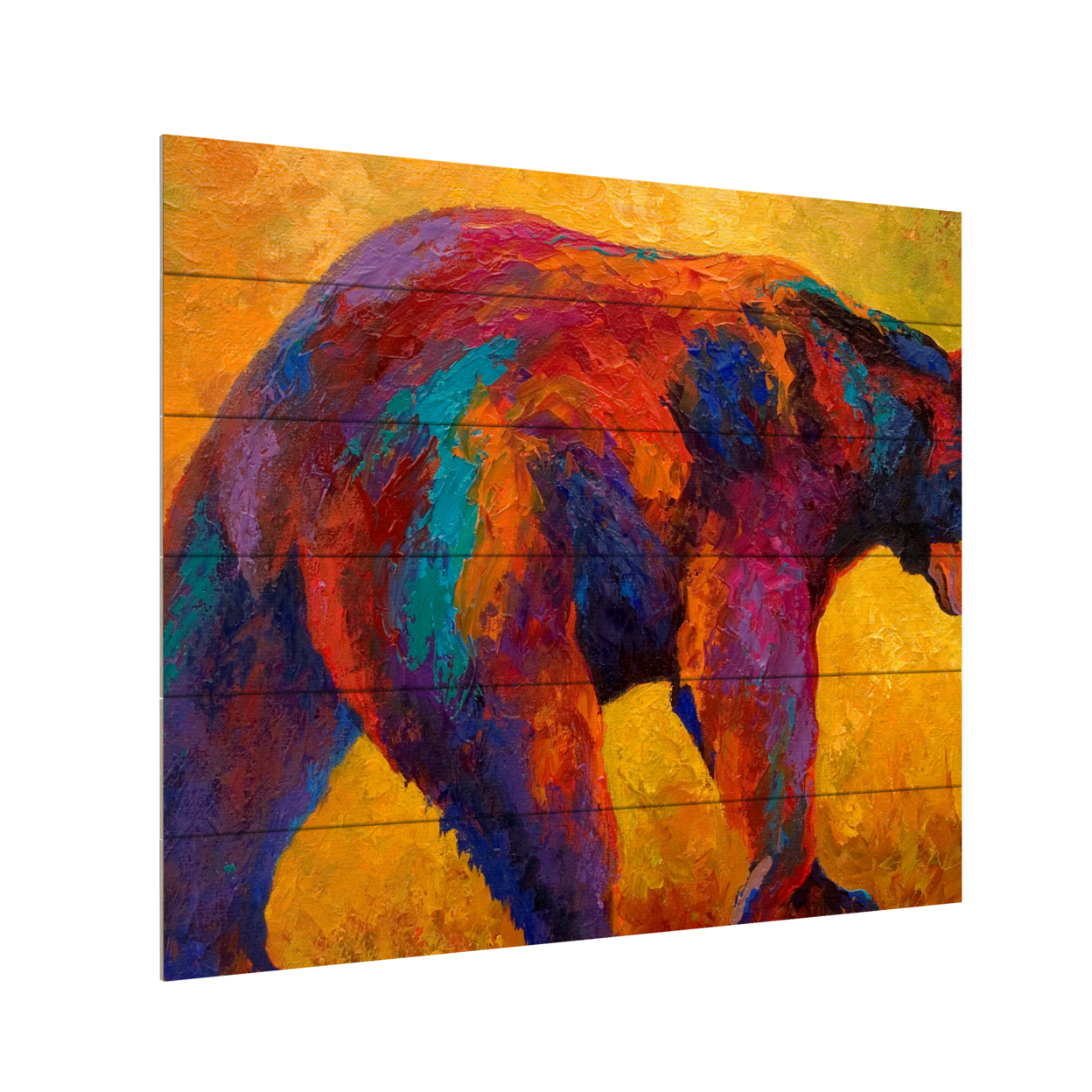 Wooden Slat Art 18 X 22 Inches Titled Daily Rounds Black Bear Ready To Hang Home Decor Picture