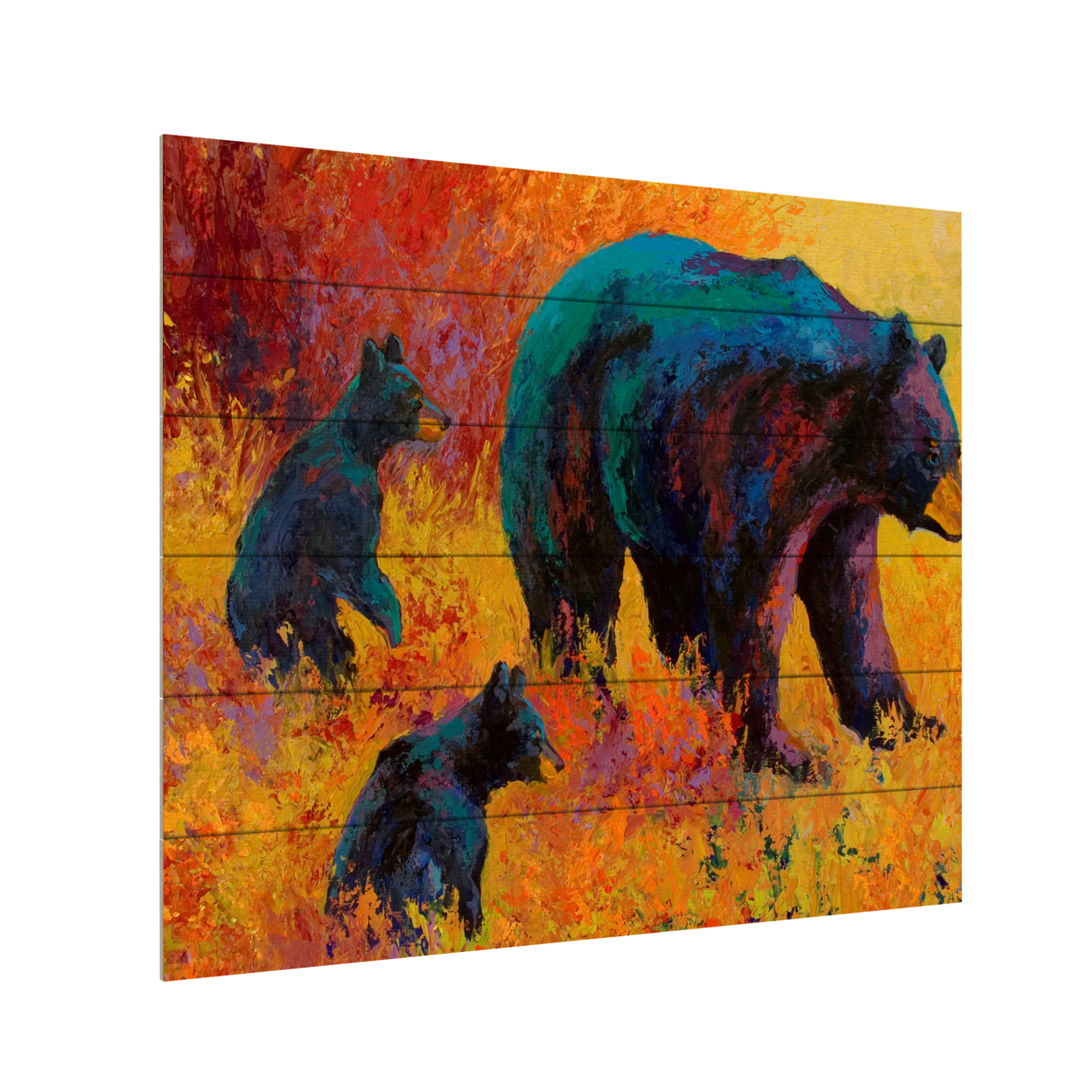 Wooden Slat Art 18 X 22 Inches Titled Double Trouble Black Bear Ready To Hang Home Decor Picture