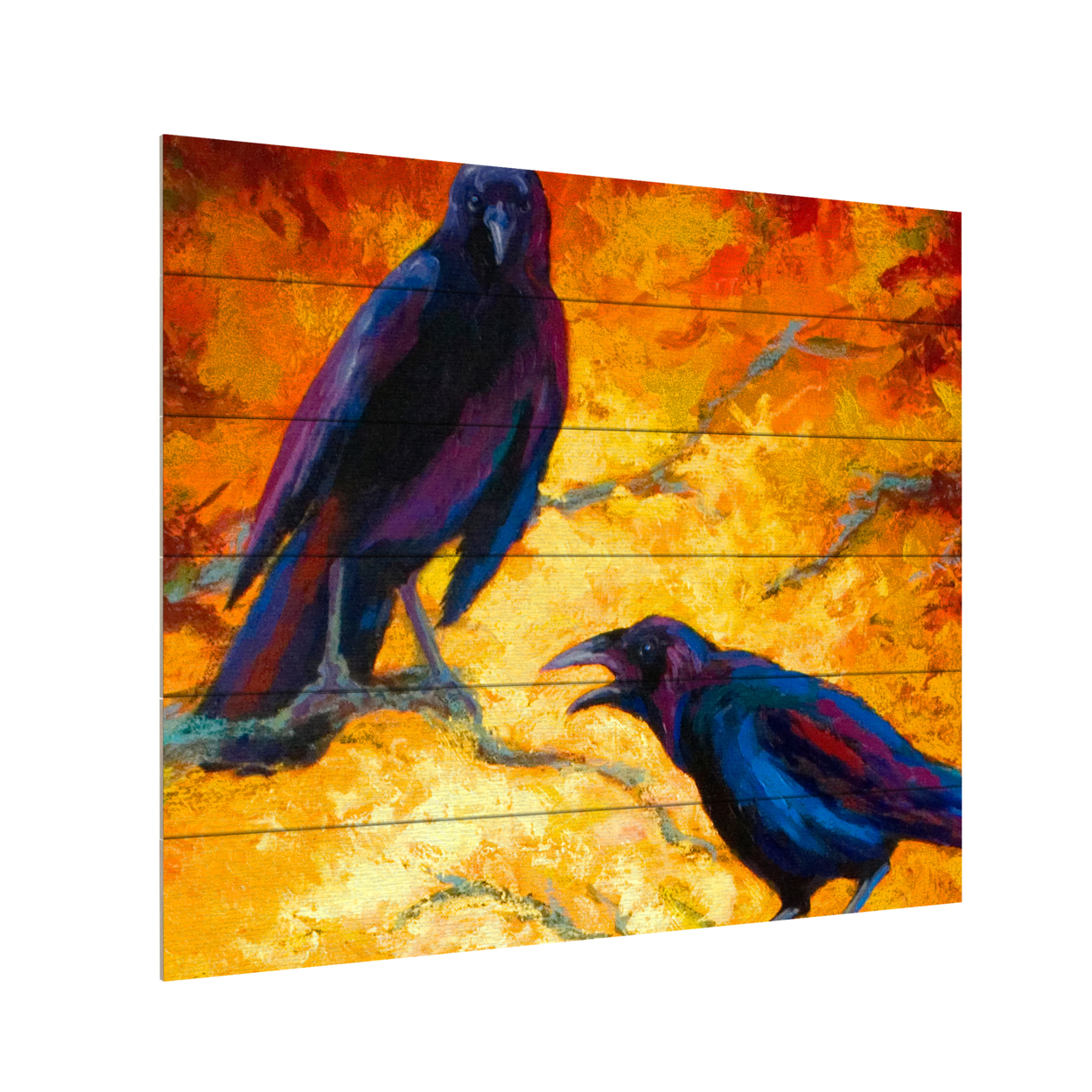 Wooden Slat Art 18 X 22 Inches Titled Crows 9 Ready To Hang Home Decor Picture