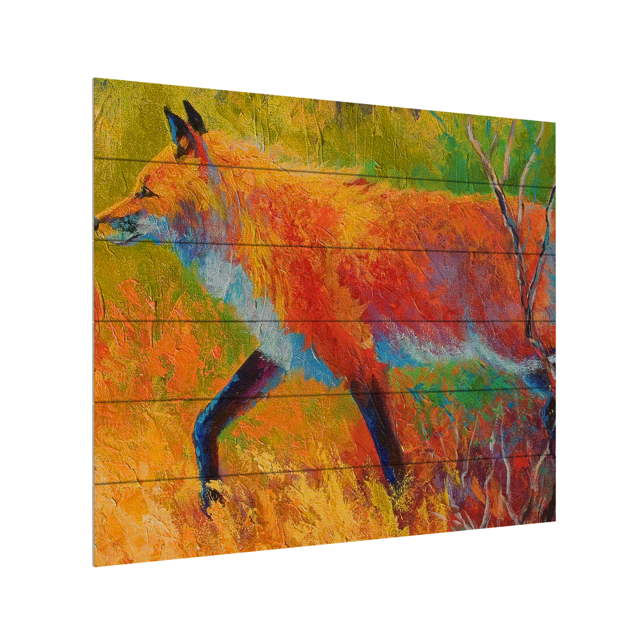 Wooden Slat Art 18 X 22 Inches Titled Red Fox 1 Ready To Hang Home Decor Picture