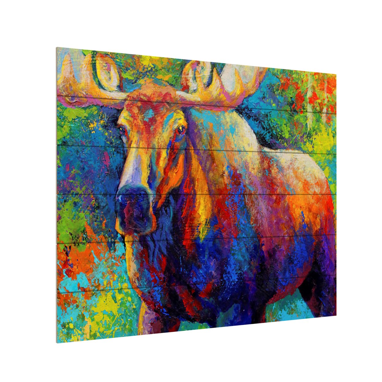 Wooden Slat Art 18 X 22 Inches Titled Bull Moose Ready To Hang Home Decor Picture