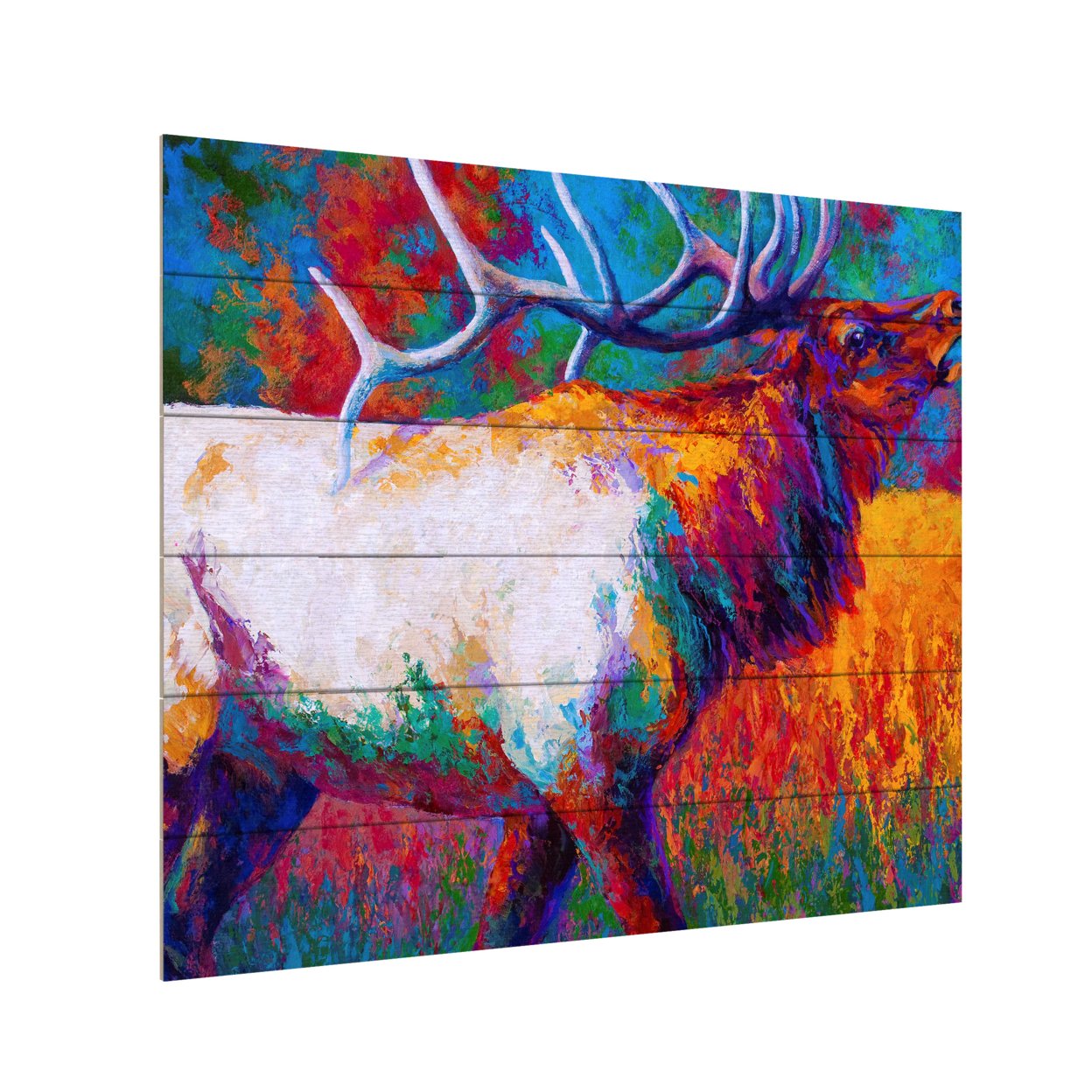Wooden Slat Art 18 X 22 Inches Titled Chorus Elk Ready To Hang Home Decor Picture