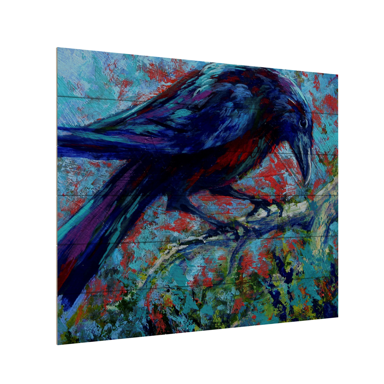 Wooden Slat Art 18 X 22 Inches Titled Raven Ready To Hang Home Decor Picture