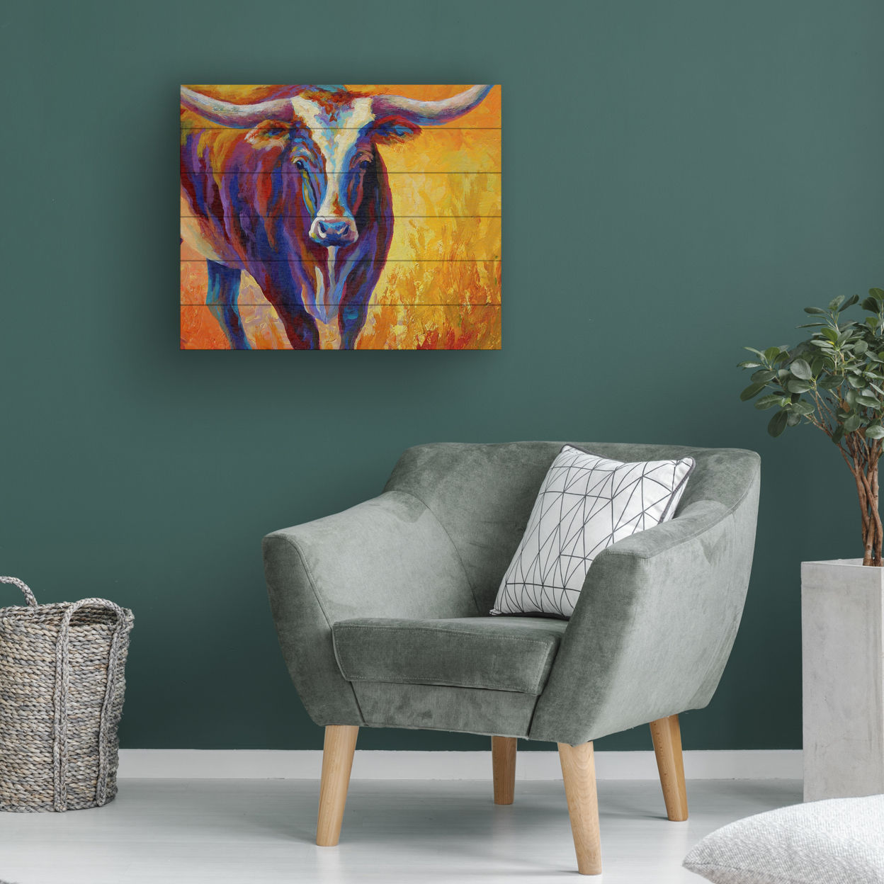 Wooden Slat Art 18 X 22 Inches Titled Stepping Out Longhorn Ready To Hang Home Decor Picture