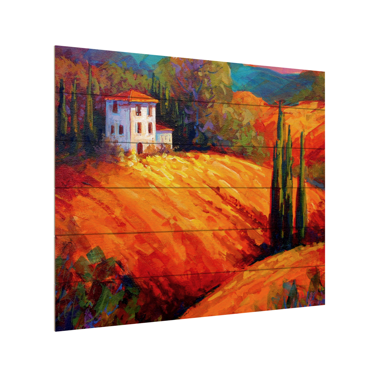 Wooden Slat Art 18 X 22 Inches Titled Tuscan Villa Evening Ready To Hang Home Decor Picture