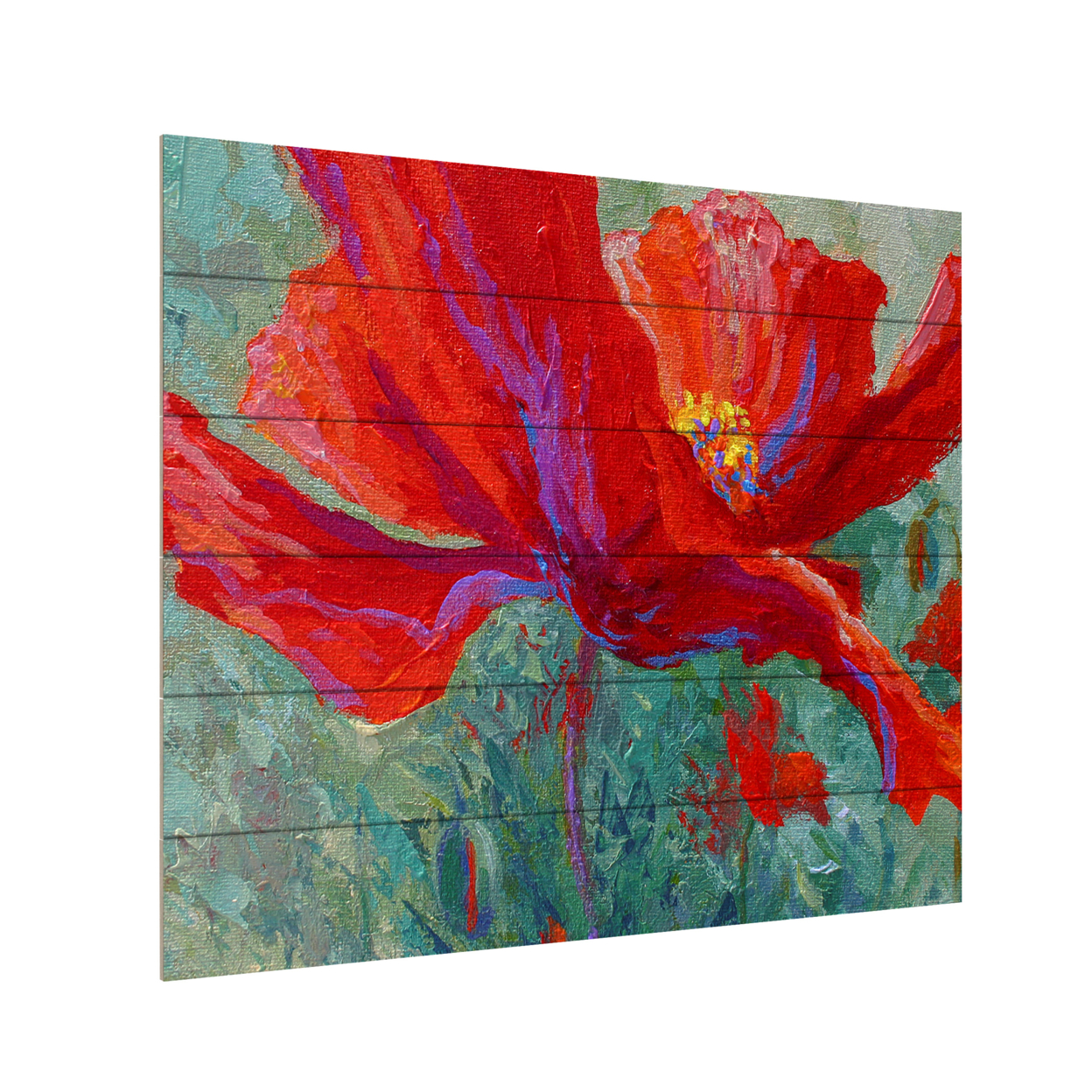 Wooden Slat Art 18 X 22 Inches Titled Red Poppy 1 Ready To Hang Home Decor Picture